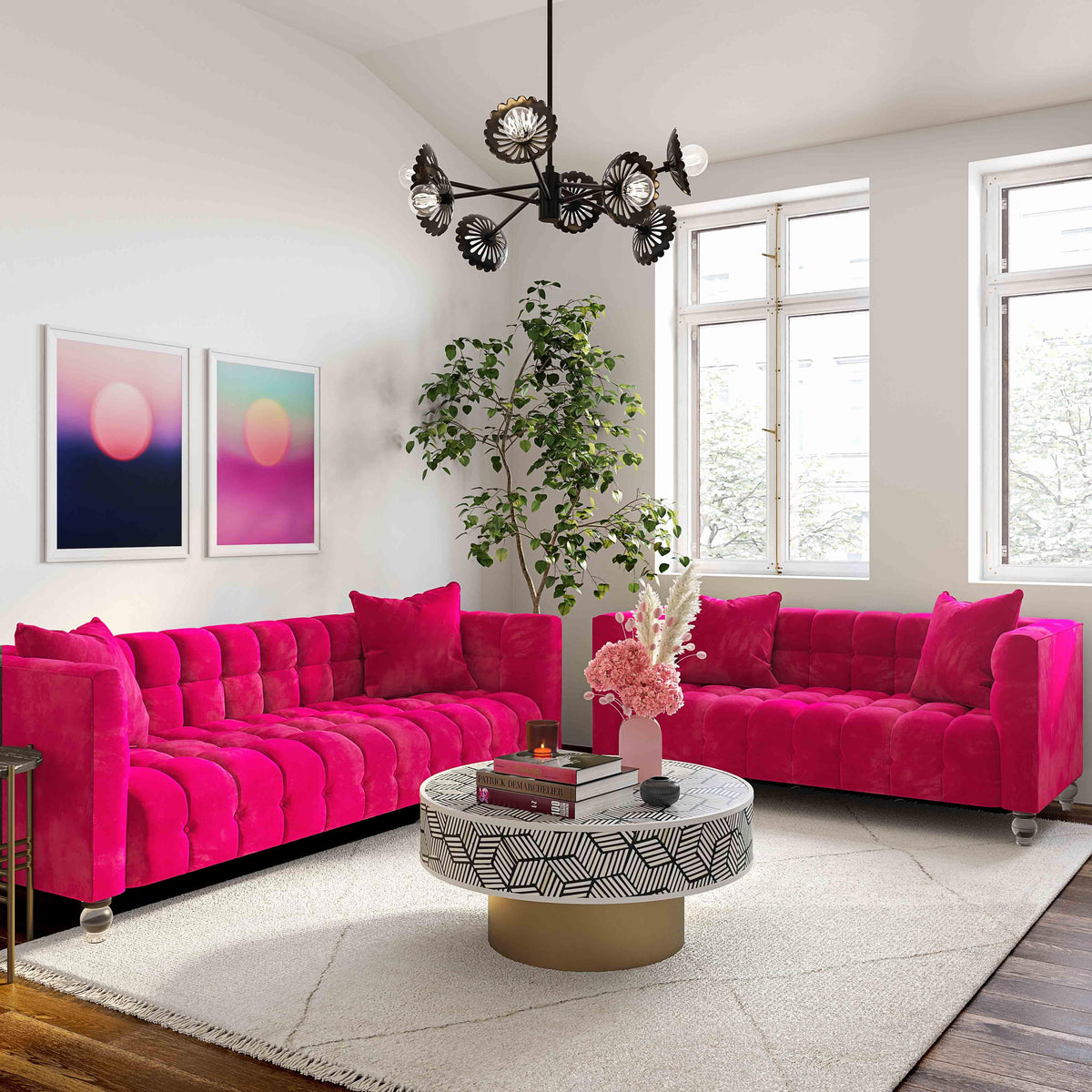 Bea 66" Hot Pink Performance Velvet Loveseat by TOV Furniture – photo 2 of 6