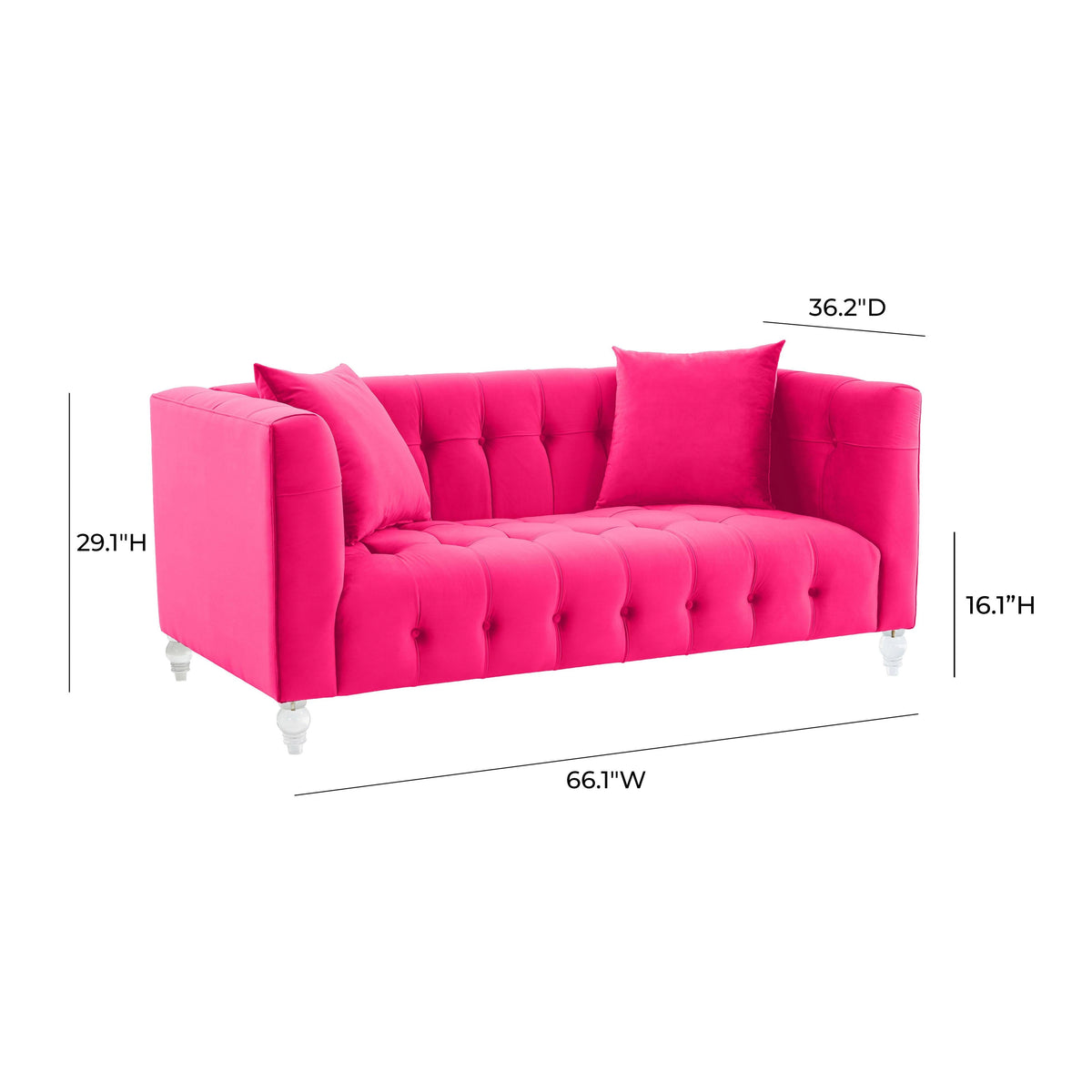 Bea 66" Hot Pink Performance Velvet Loveseat by TOV Furniture – photo 6 of 6