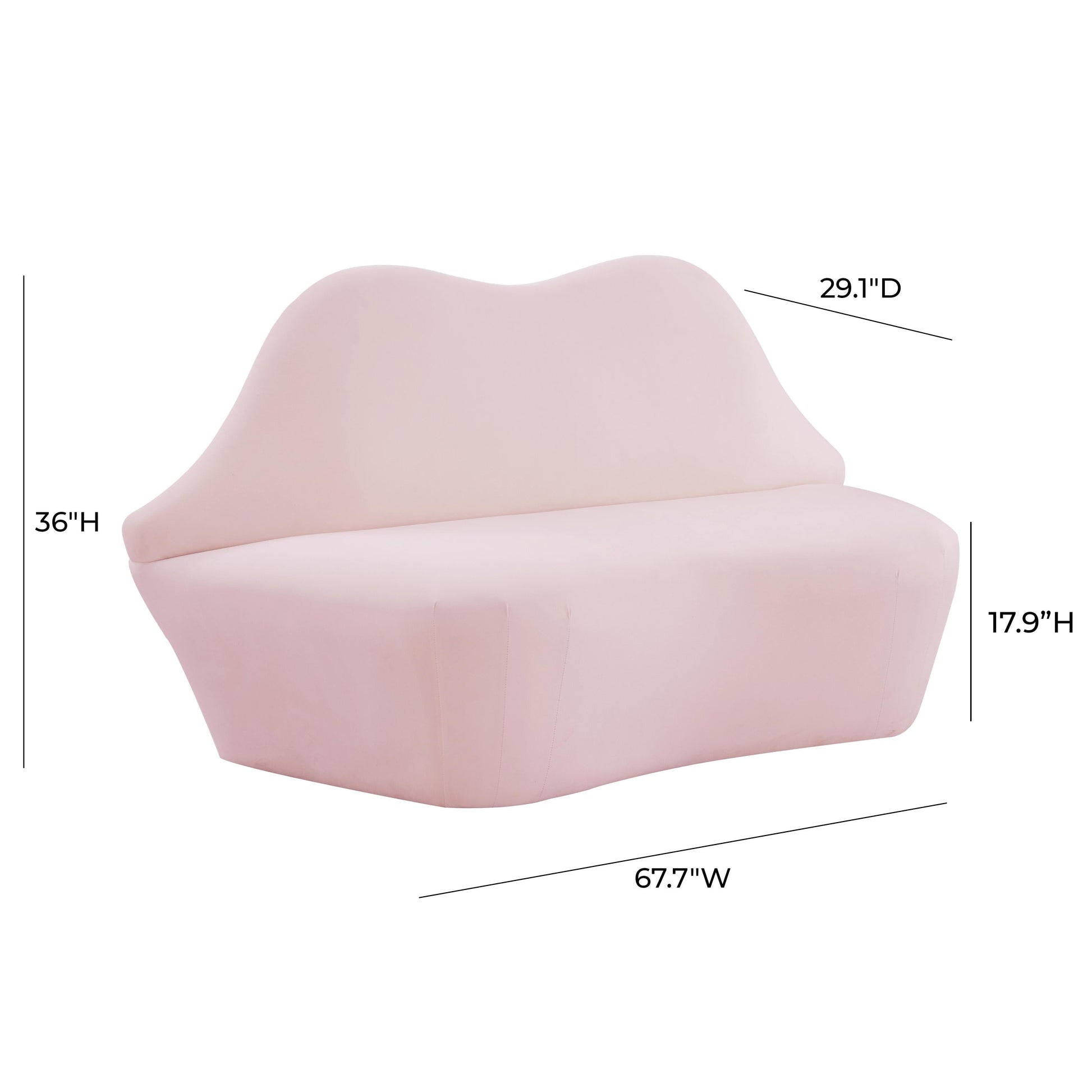 Lips 68 Velvet Settee by TOV L68340