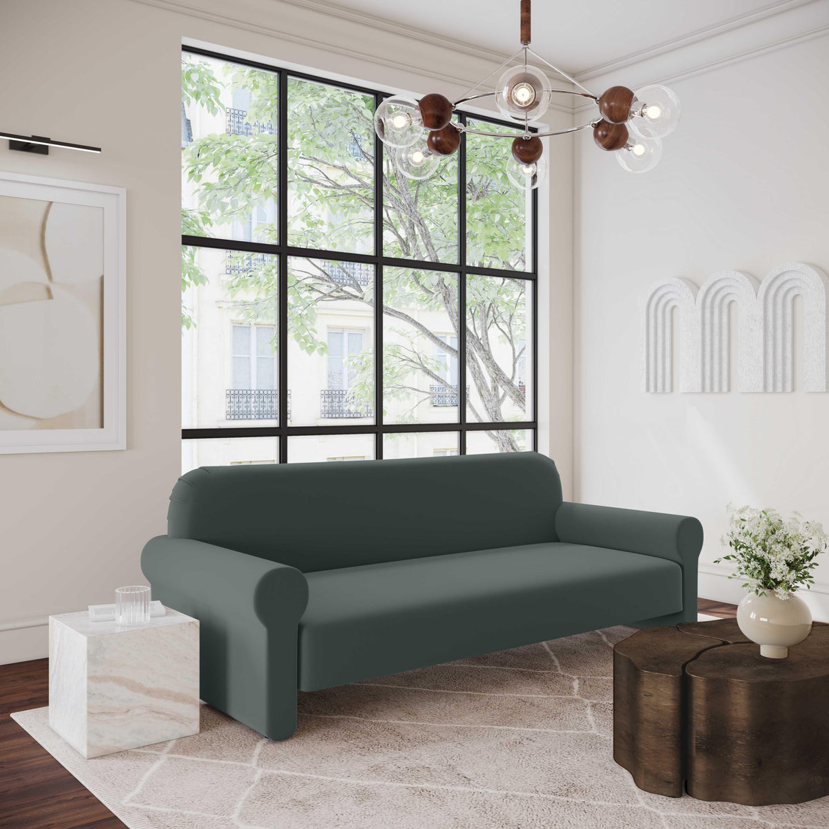 Keelee 84" Performance Velvet Sofa in Grey by TOV Furniture – photo 2 of 6