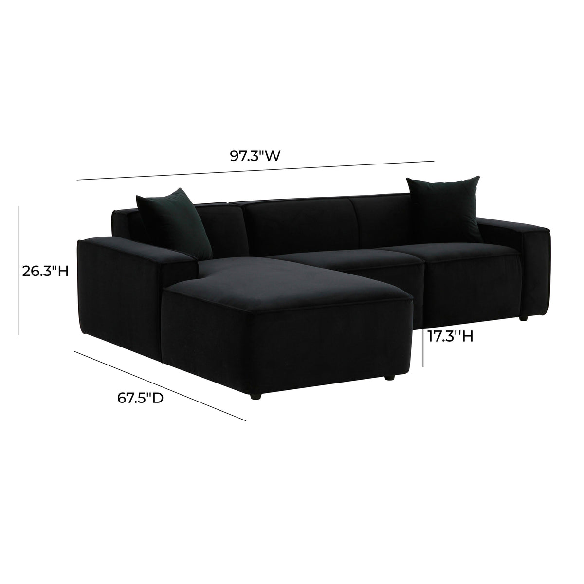 Olafur Black Performance Velvet Sectional - LAF by TOV Furniture – photo 7 of 7
