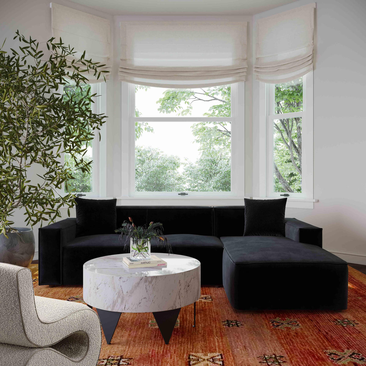 Olafur Black Performance Velvet Sectional - RAF by TOV Furniture – photo 2 of 7