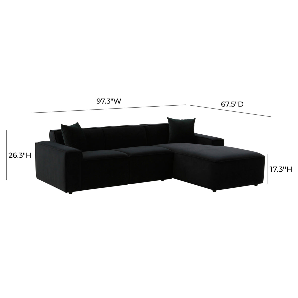 Olafur Black Performance Velvet Sectional - RAF by TOV Furniture – photo 7 of 7