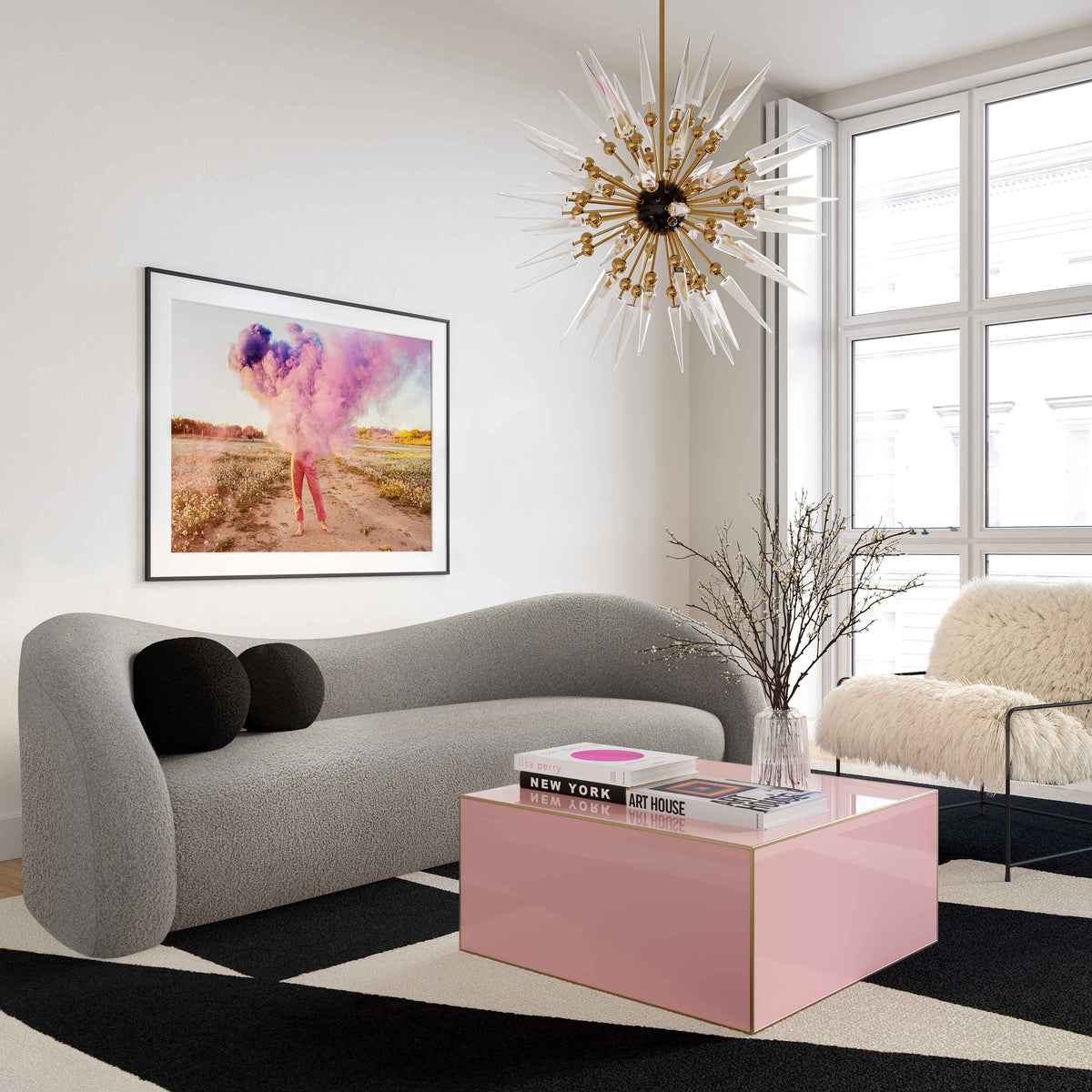 Leonie Grey Faux Shearling Sofa by TOV Furniture – photo 2 of 6