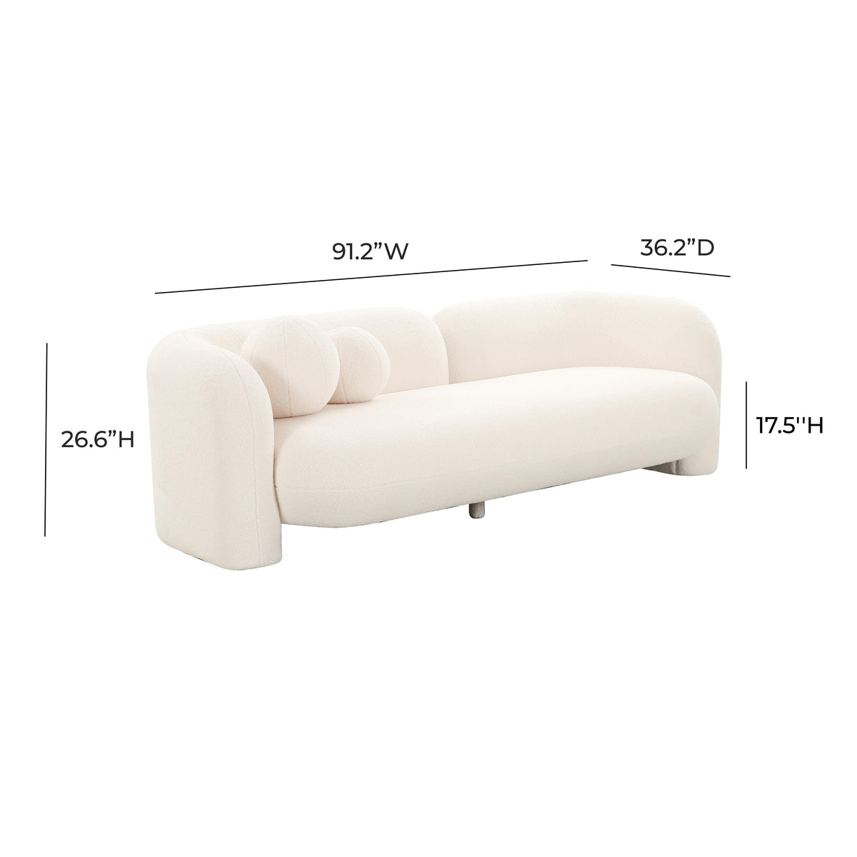 Amelie Cream Contract-Grade Faux Fur Sofa by TOV Furniture – photo 6 of 6