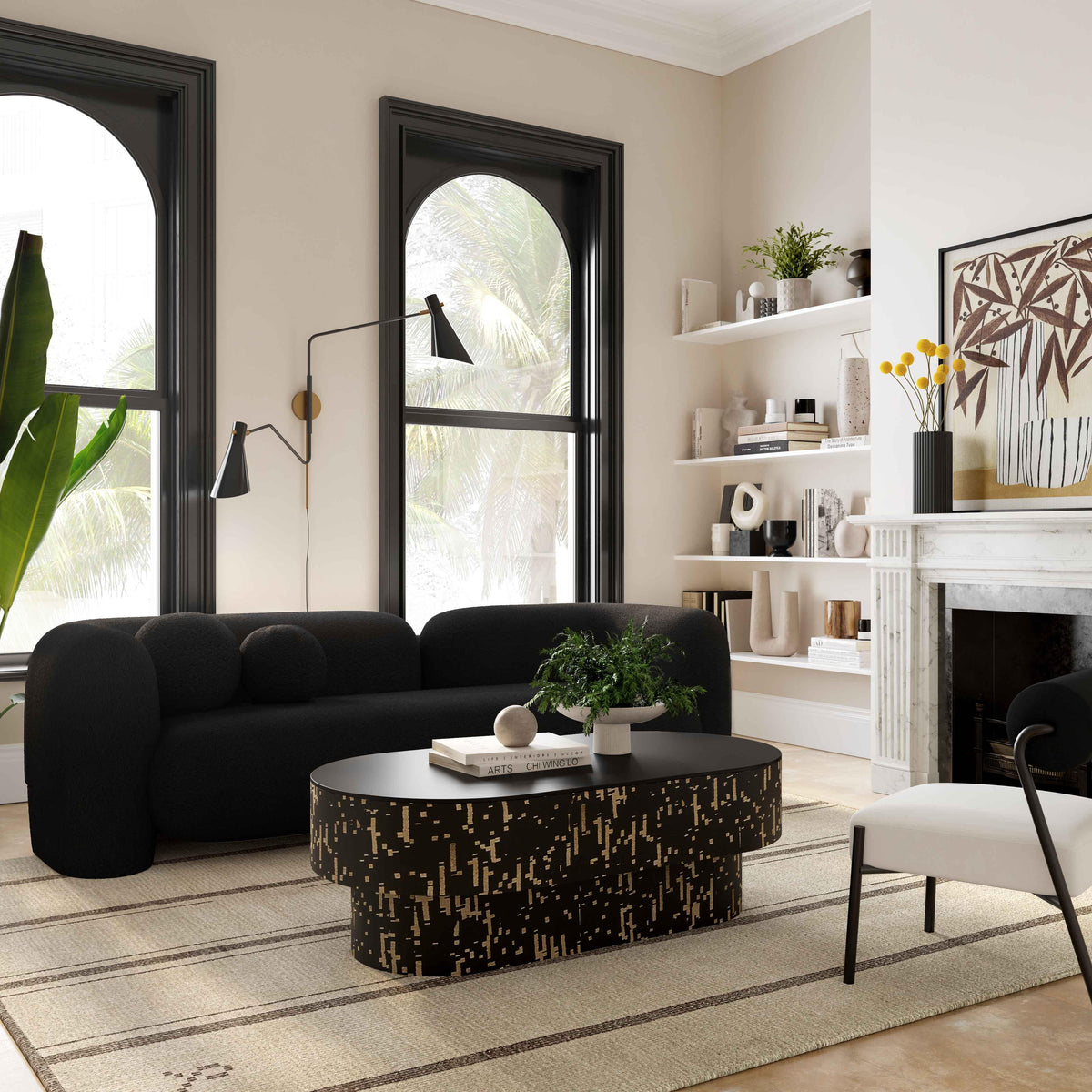 Amelie Black Contract-Grade Faux Fur Sofa by TOV Furniture – photo 2 of 6