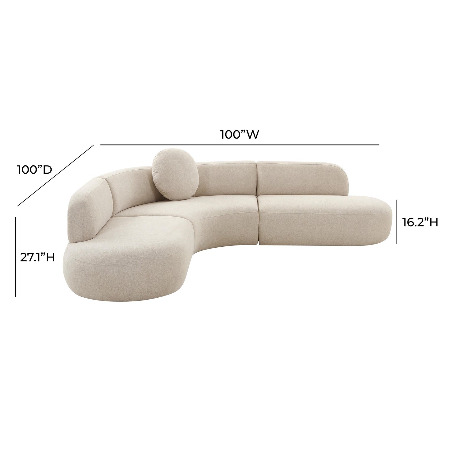 Broohah 3 Piece Upholstered L Shaped Sectional by TOV L69290 Sec