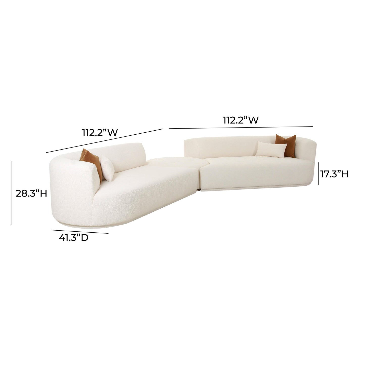 Fickle 3 Piece Cream Boucle Modular Sectional by TOV L6866 C Sec1