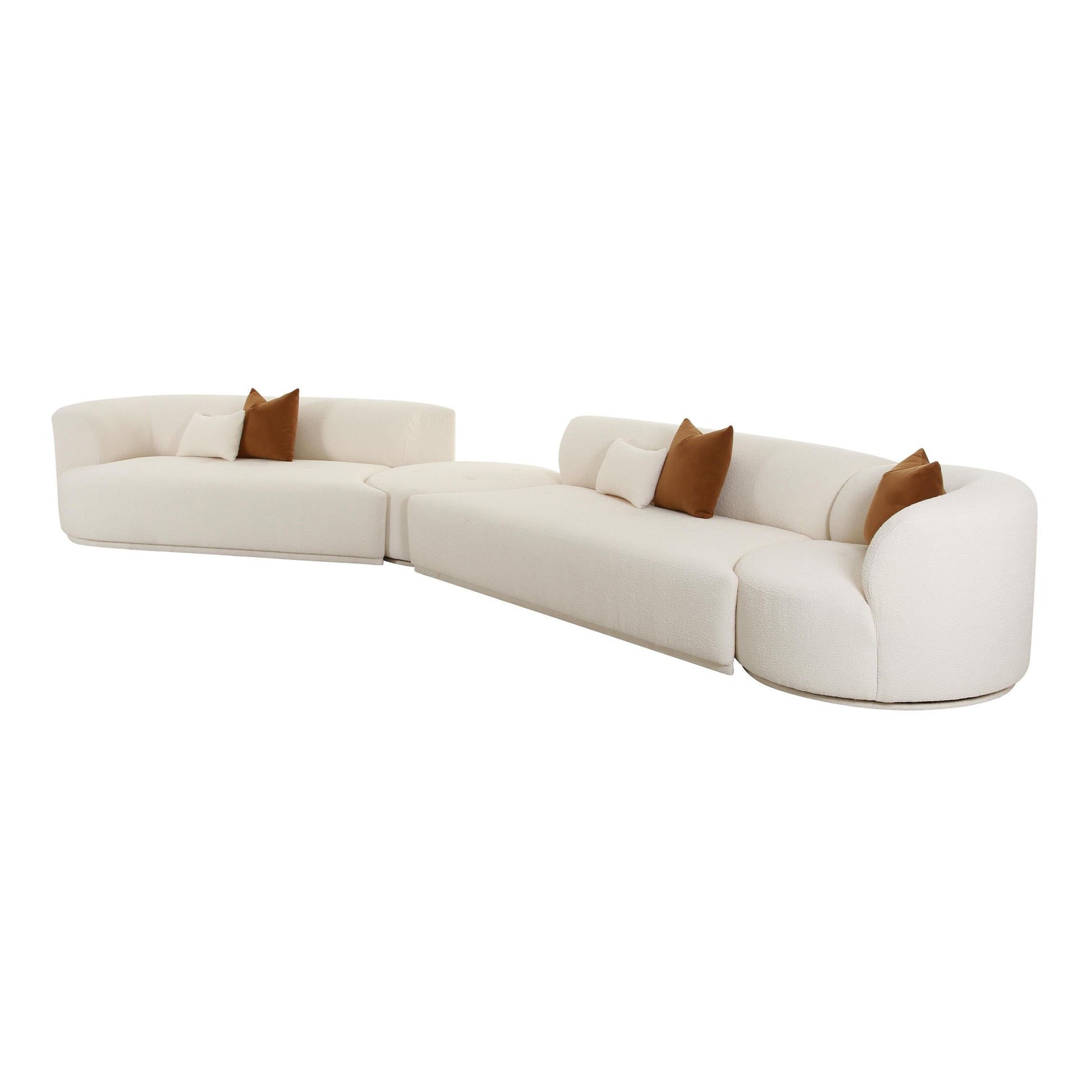 Fickle 4 Piece Cream Boucle Modular Sectional by TOV L6866 C Sec2L