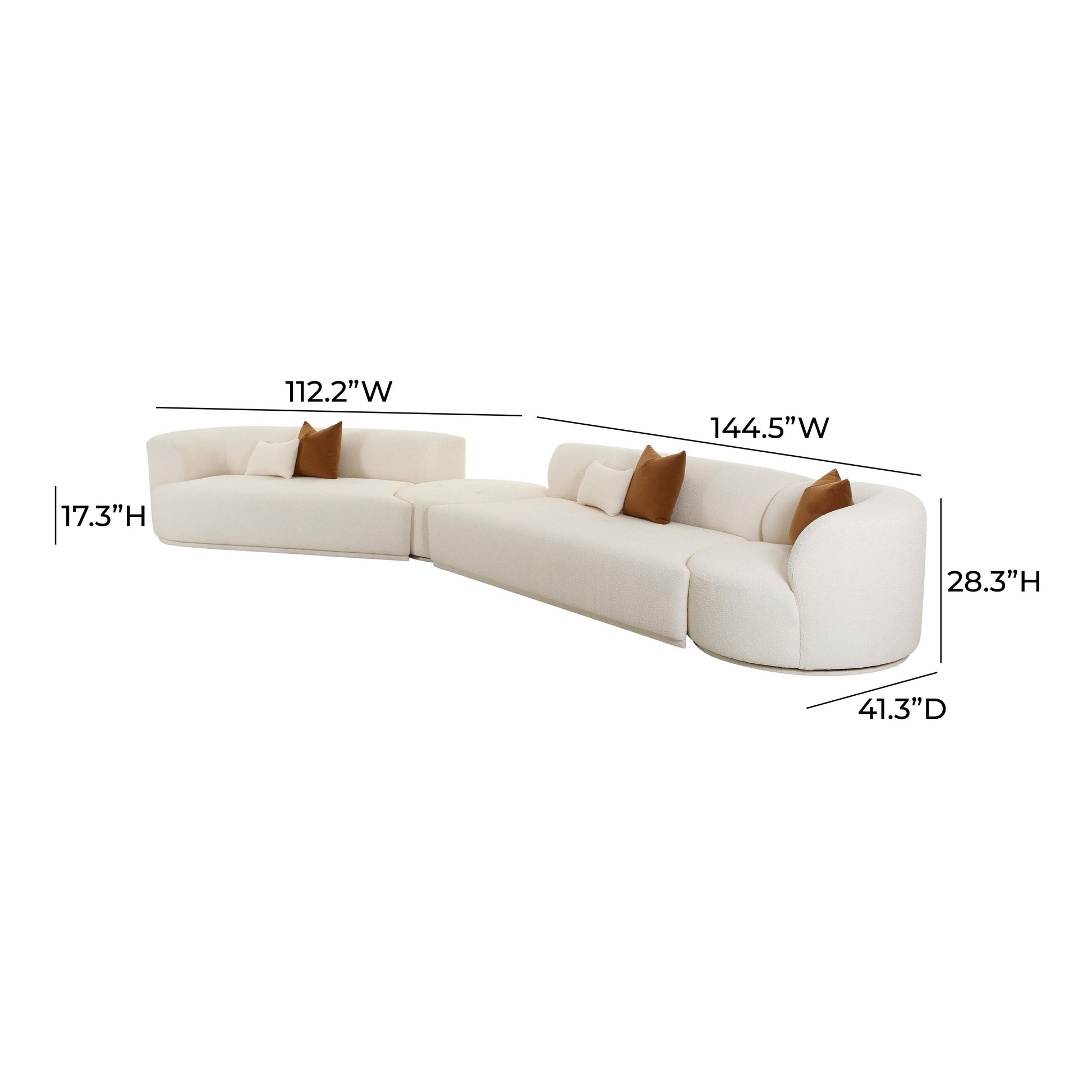 Fickle 4 Piece Cream Boucle Modular Sectional by TOV L6866 C Sec2L