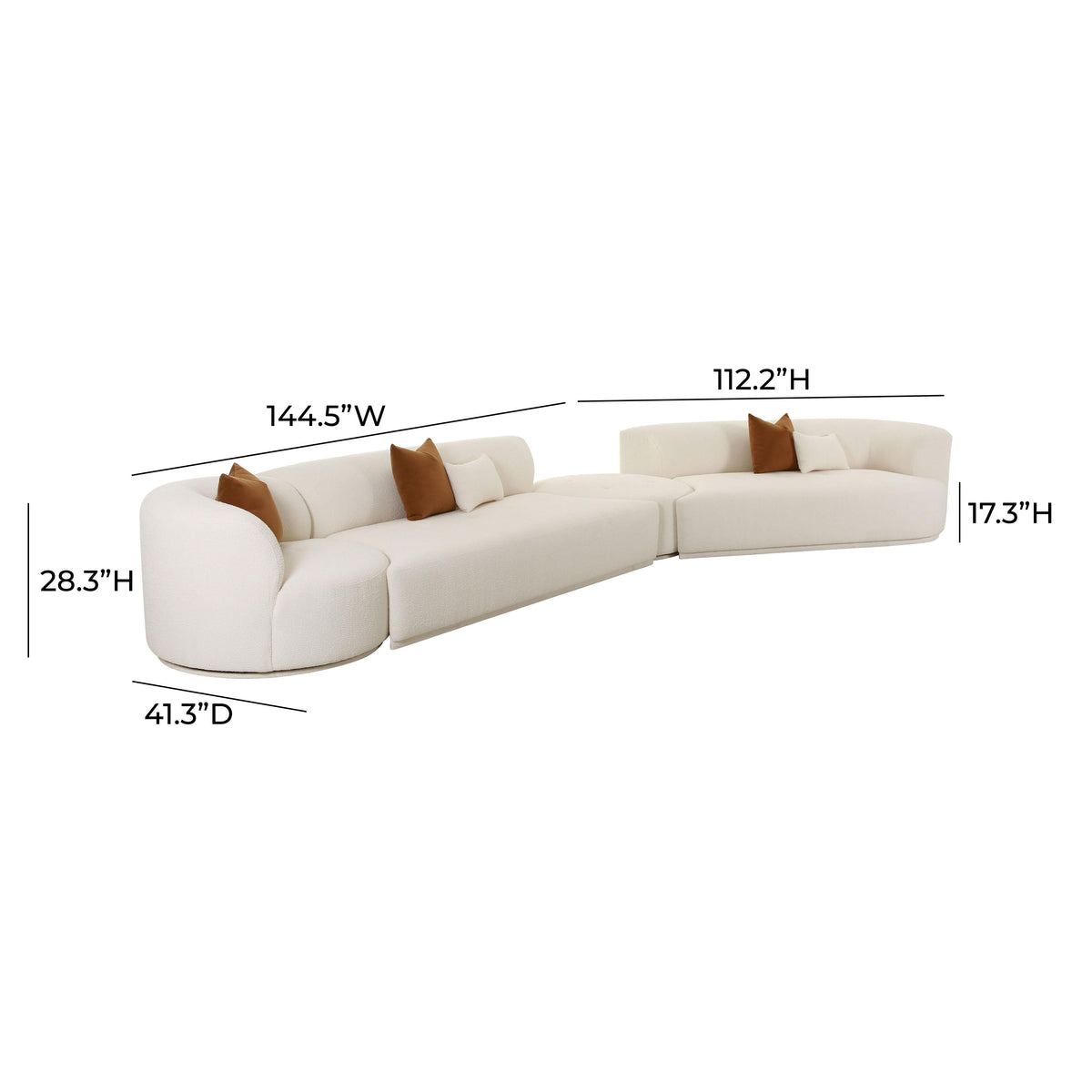 Fickle Cream Performance Boucle 4-Piece Modular RAF Sectional by TOV Furniture – photo 7 of 7