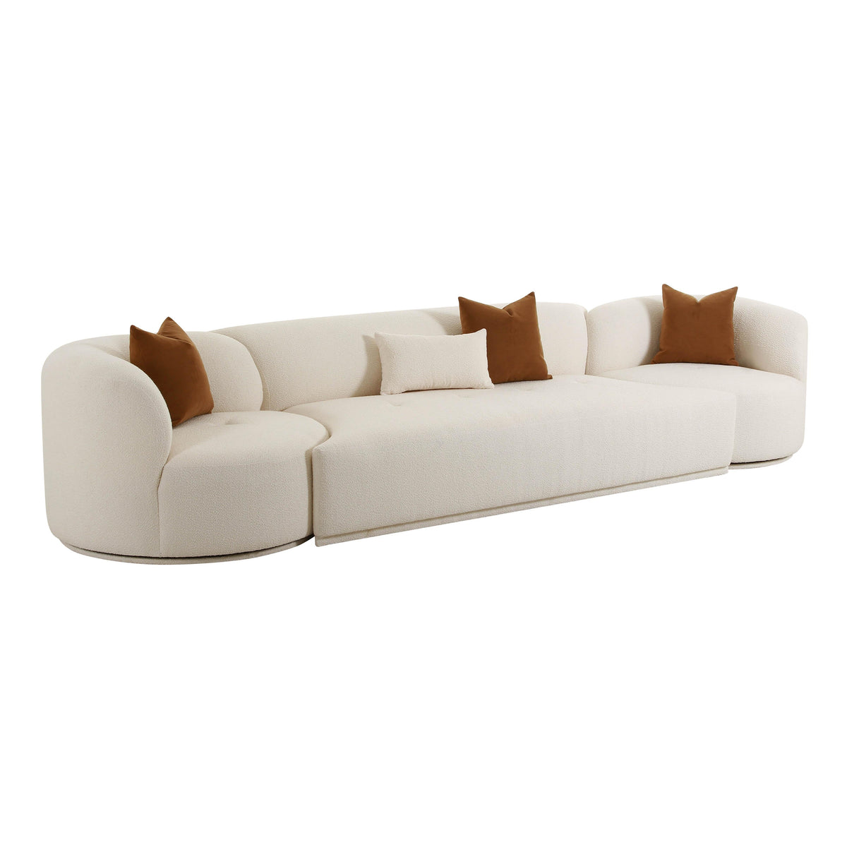 Fickle 144" 3-Piece Cream Performance Boucle Modular Sofa by TOV Furniture – photo 1 of 6