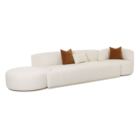 Fickle 144 3 Piece Cream Boucle Chaise Modular Sofa by TOV L6866 C So2