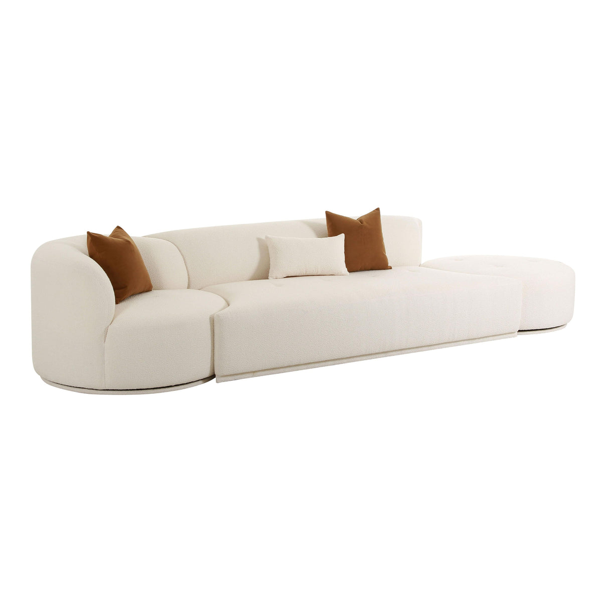 Fickle 144" 3-Piece Cream Performance Boucle Chaise Modular Sofa by TOV Furniture – photo 3 of 9
