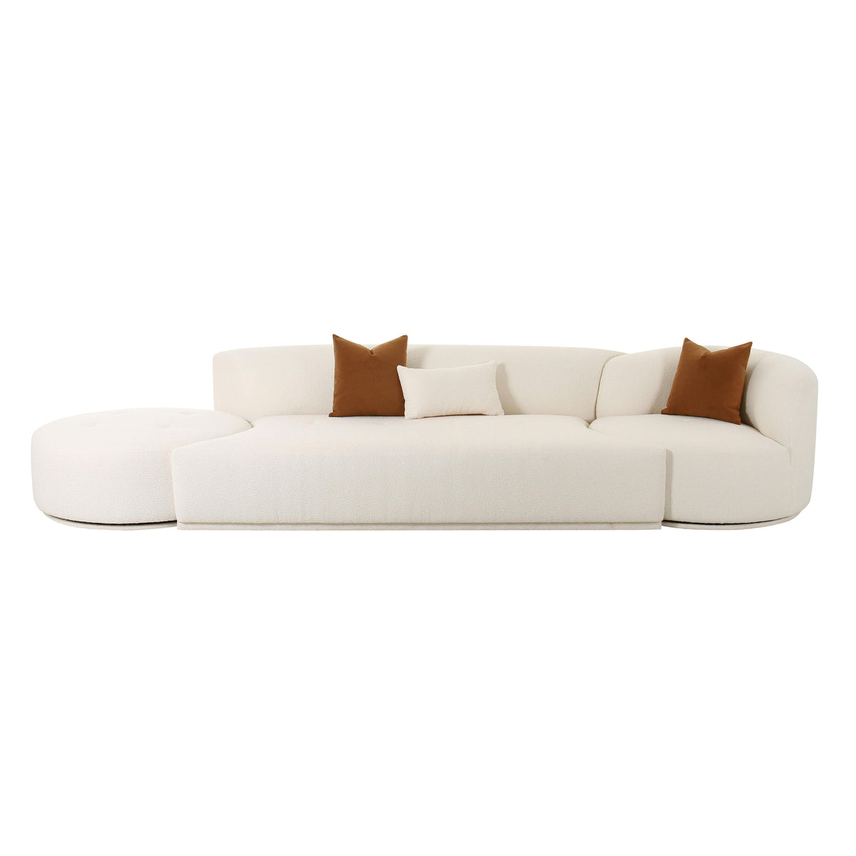 Fickle 144" 3-Piece Cream Performance Boucle Chaise Modular Sofa by TOV Furniture – photo 4 of 9