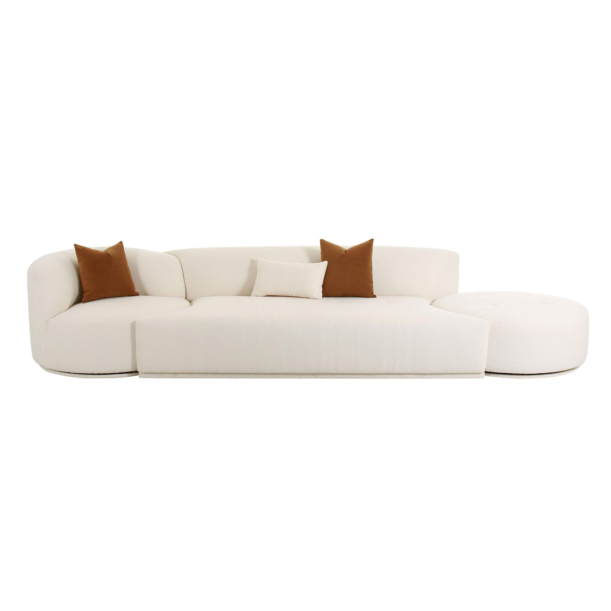 Fickle 144" 3-Piece Cream Performance Boucle Chaise Modular Sofa by TOV Furniture – photo 5 of 9