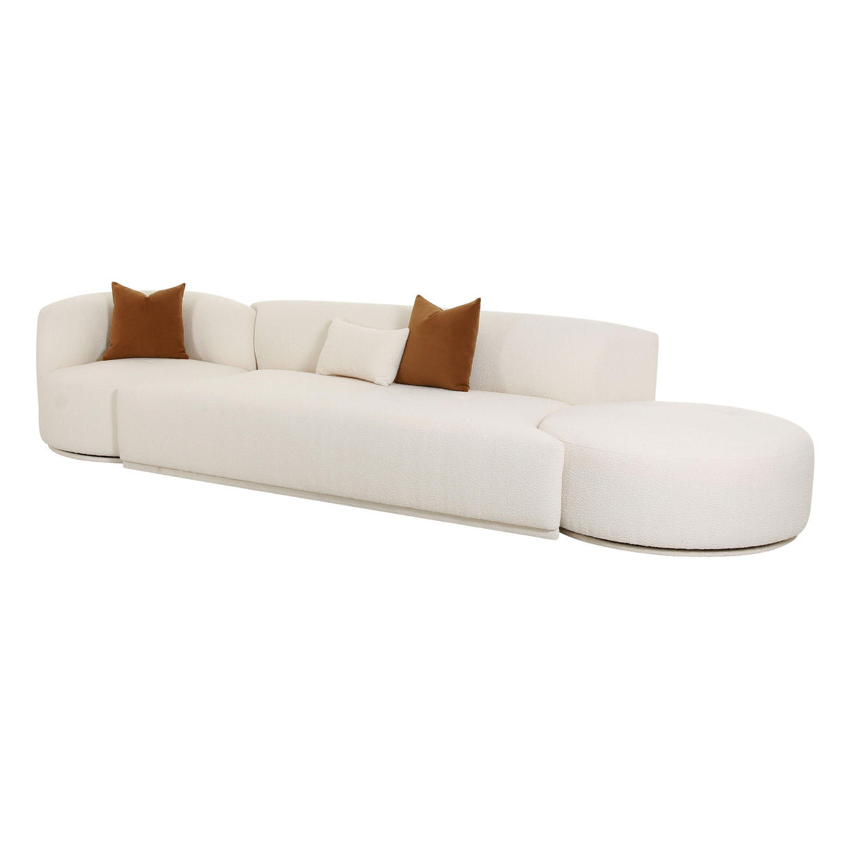 Fickle 144" 3-Piece Cream Performance Boucle Chaise Modular Sofa by TOV Furniture – photo 6 of 9