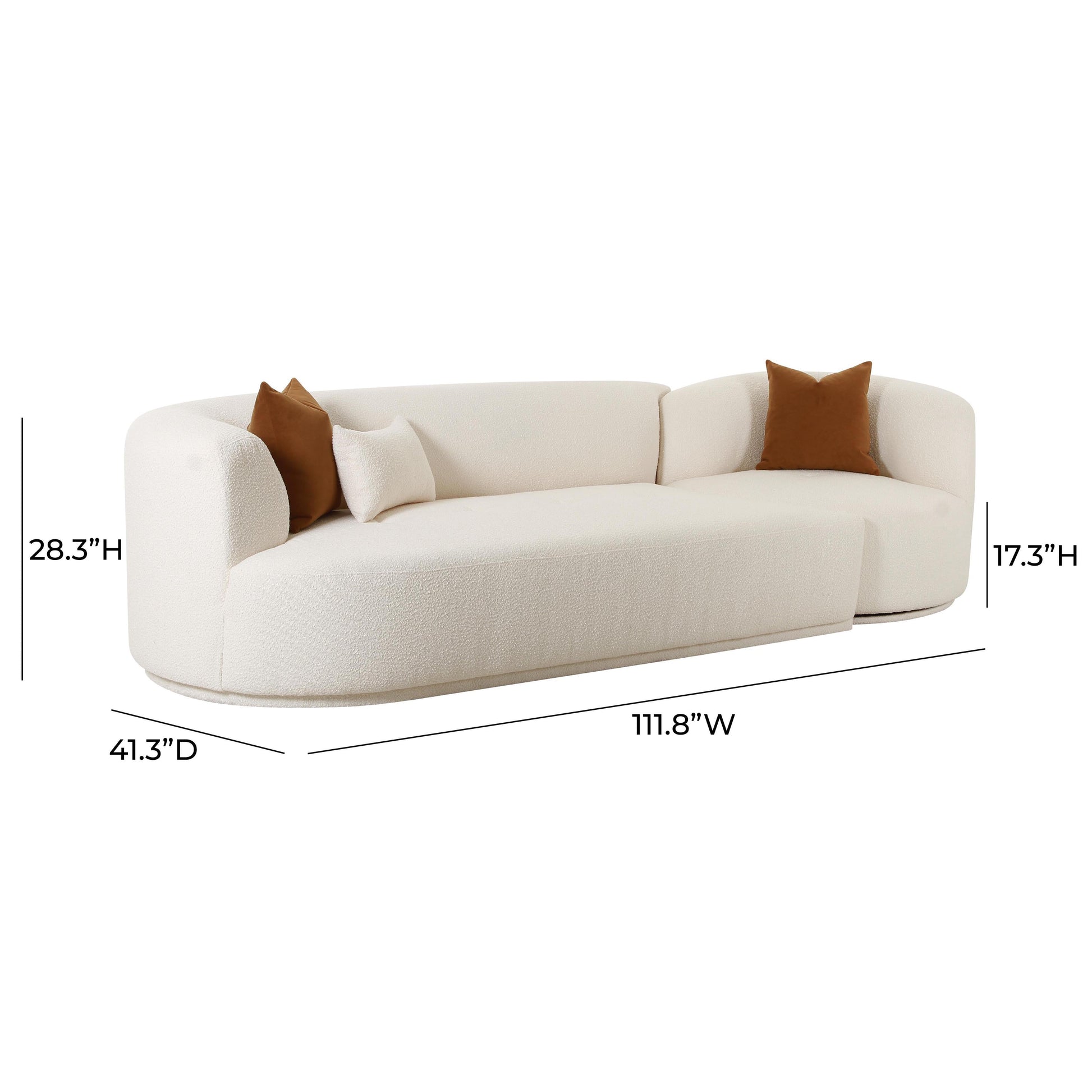Fickle Cream Boucle 2 Piece Modular Sofa by TOV L6866 C So3L