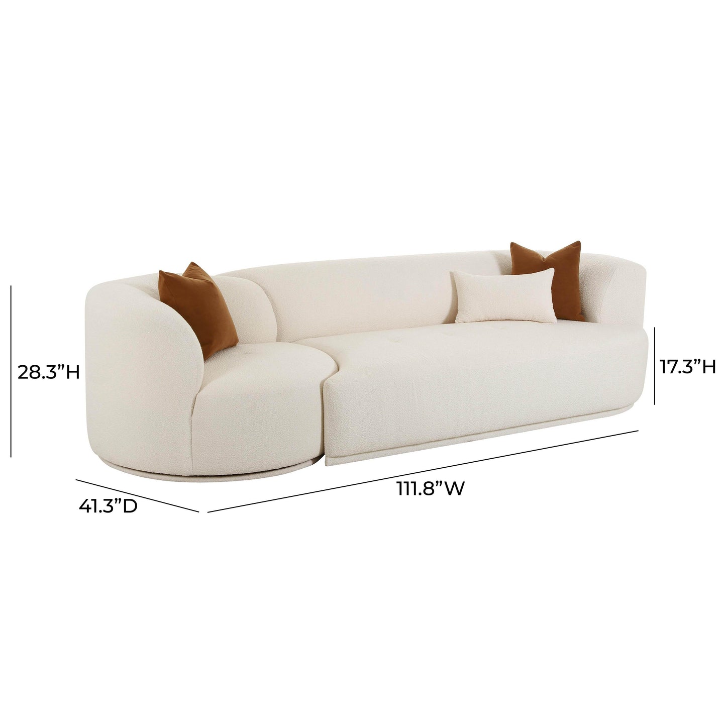 Fickle Cream Boucle 2 Piece Modular Sofa by TOV L6866 C So3L