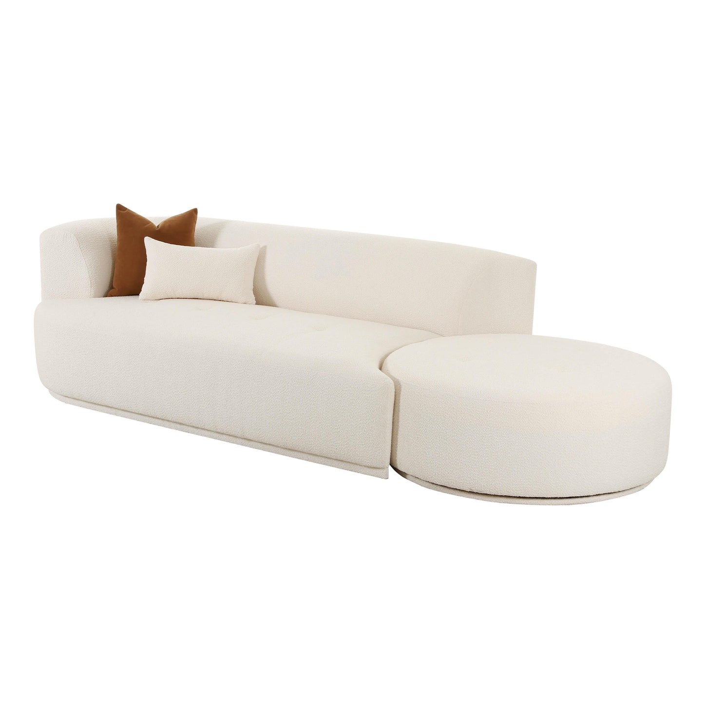 Fickle 112 2 Piece Cream Boucle Chaise Modular Sofa by TOV L6866 C So4R