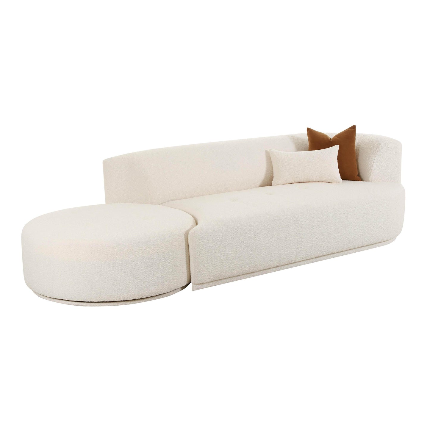 Fickle 112 2 Piece Cream Boucle Chaise Modular Sofa by TOV L6866 C So4R