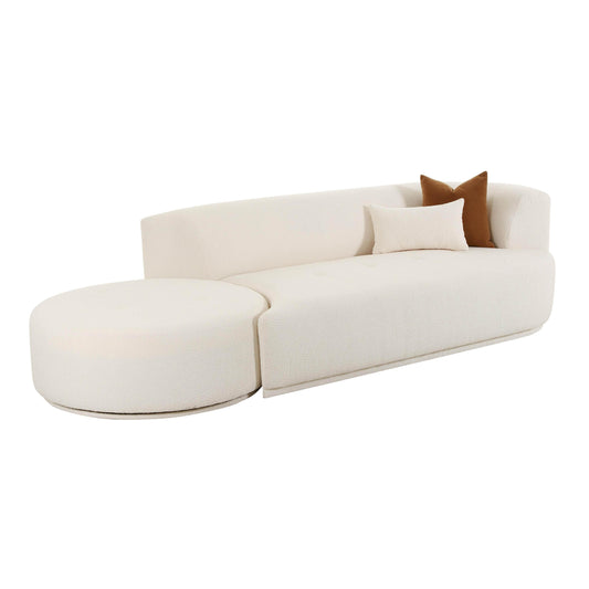 Fickle 112 2 Piece Cream Boucle Chaise Modular Sofa by TOV L6866 C So4R