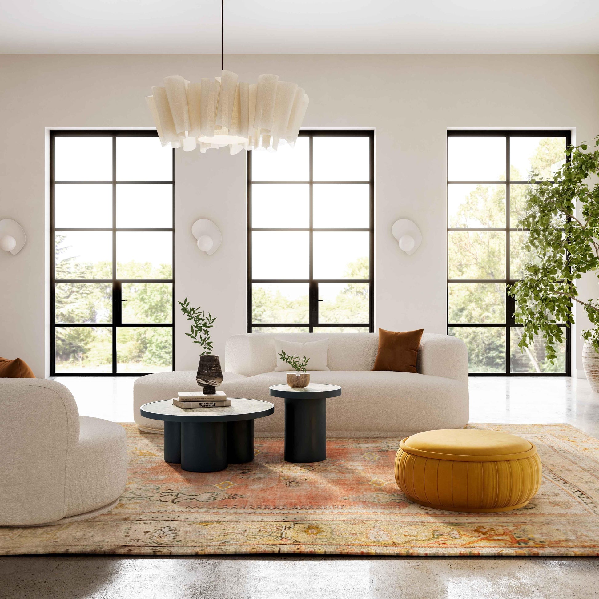 Fickle 112 2 Piece Cream Boucle Chaise Modular Sofa by TOV L6866 C So4L