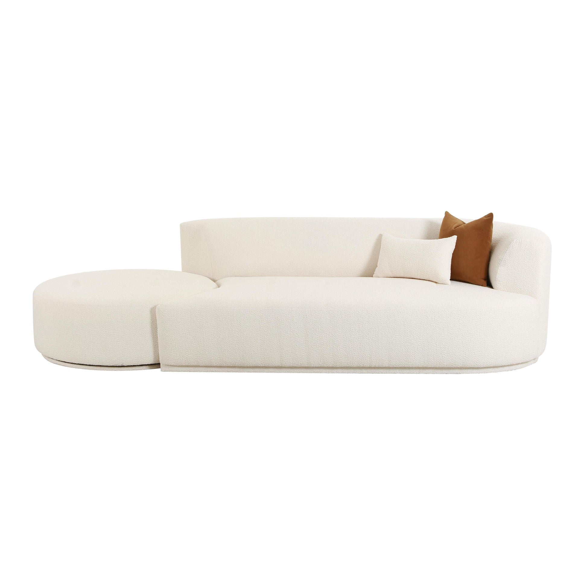 Fickle 112 2 Piece Cream Boucle Chaise Modular Sofa by TOV L6866 C So4L