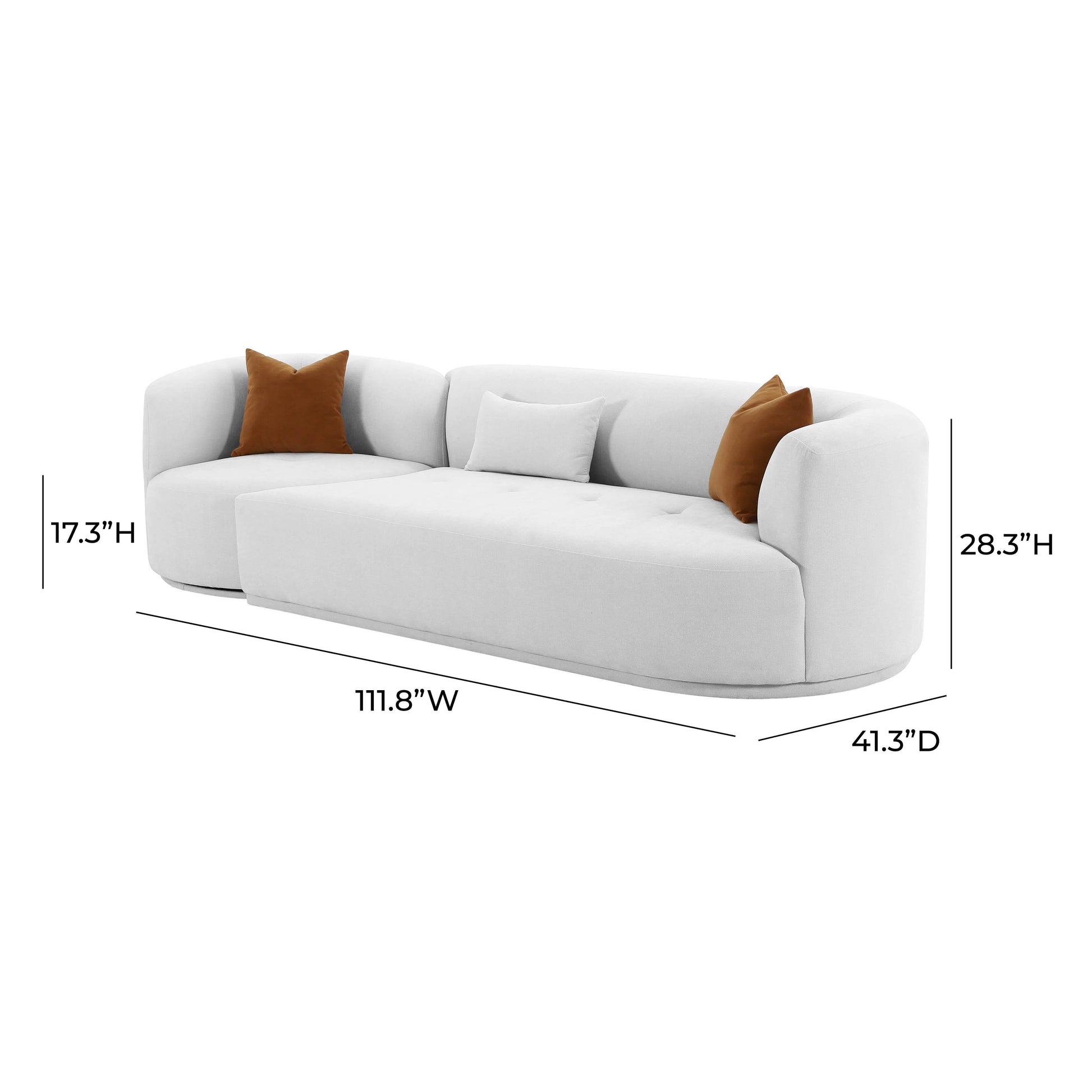 Fickle 112 2 Piece Grey Velvet Modular Sofa by TOV L6866 G So3R