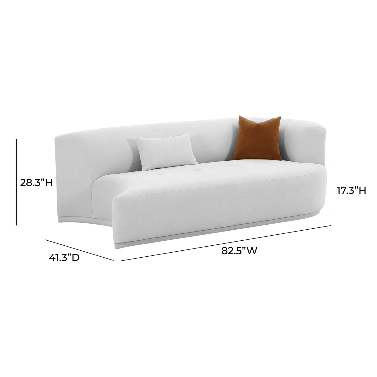Fickle 82.5" Grey Performance Velvet Modular Loveseat in RAF by TOV Furniture – photo 8 of 8