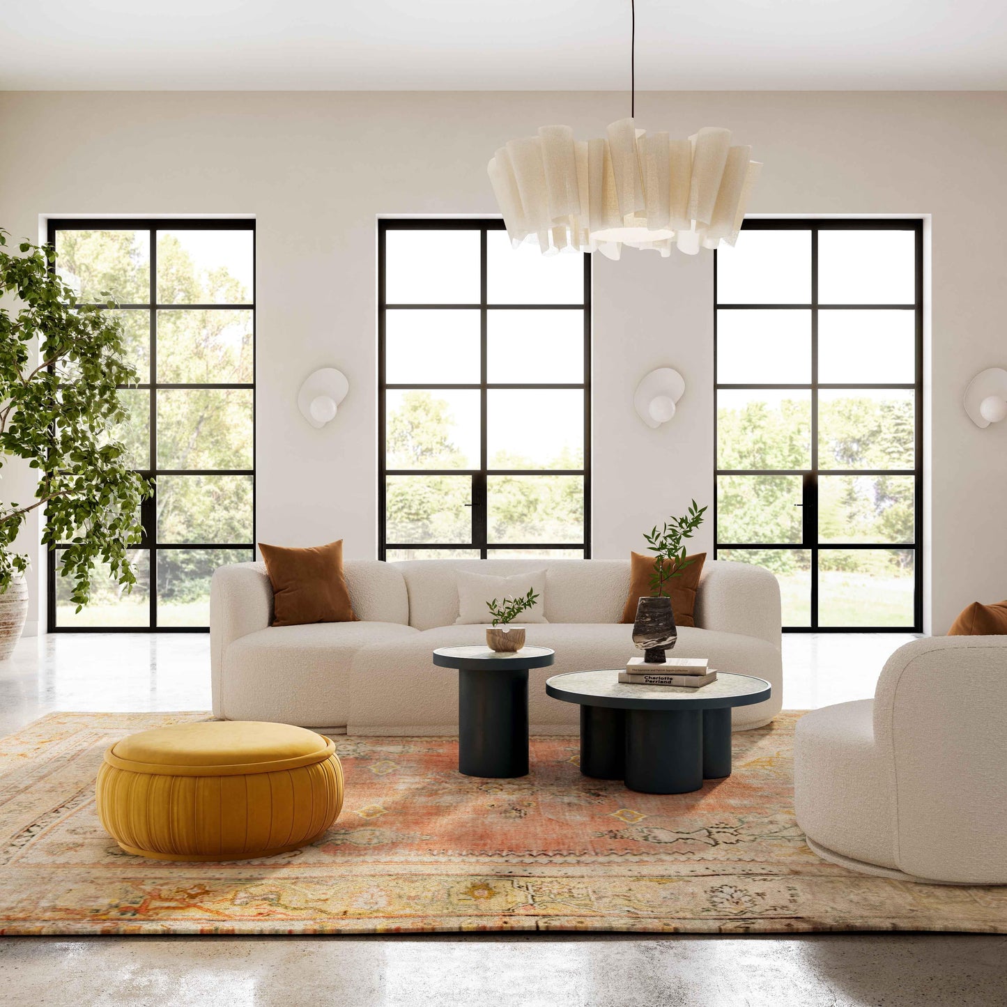 Fickle 82 5 Cream Boucle Modular Loveseat by TOV L68668