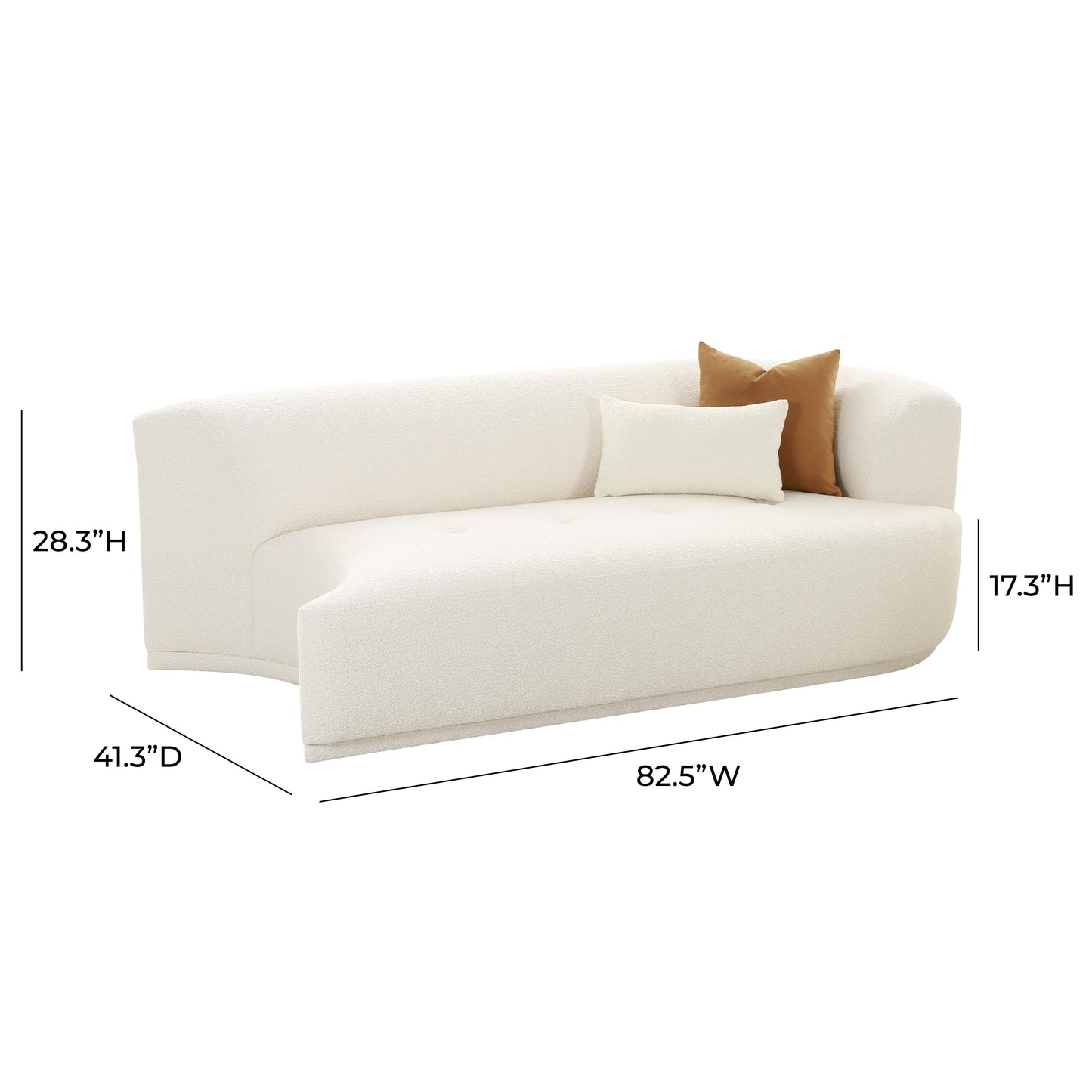 Fickle 82 5 Cream Boucle Modular Loveseat by TOV L68669