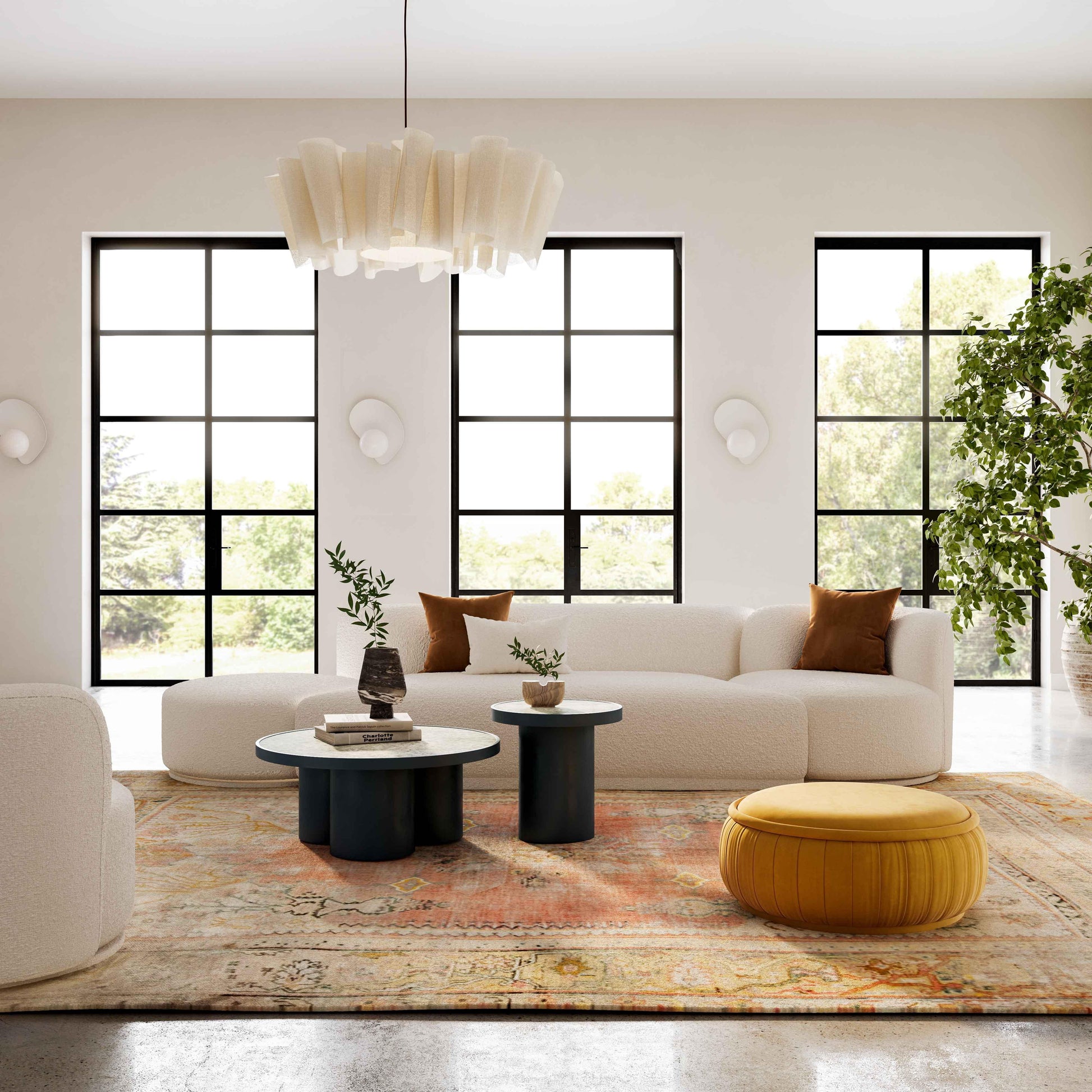 Fickle 84" Cream Performance Boucle Modular Armless Loveseat Cream by Tov Furniture