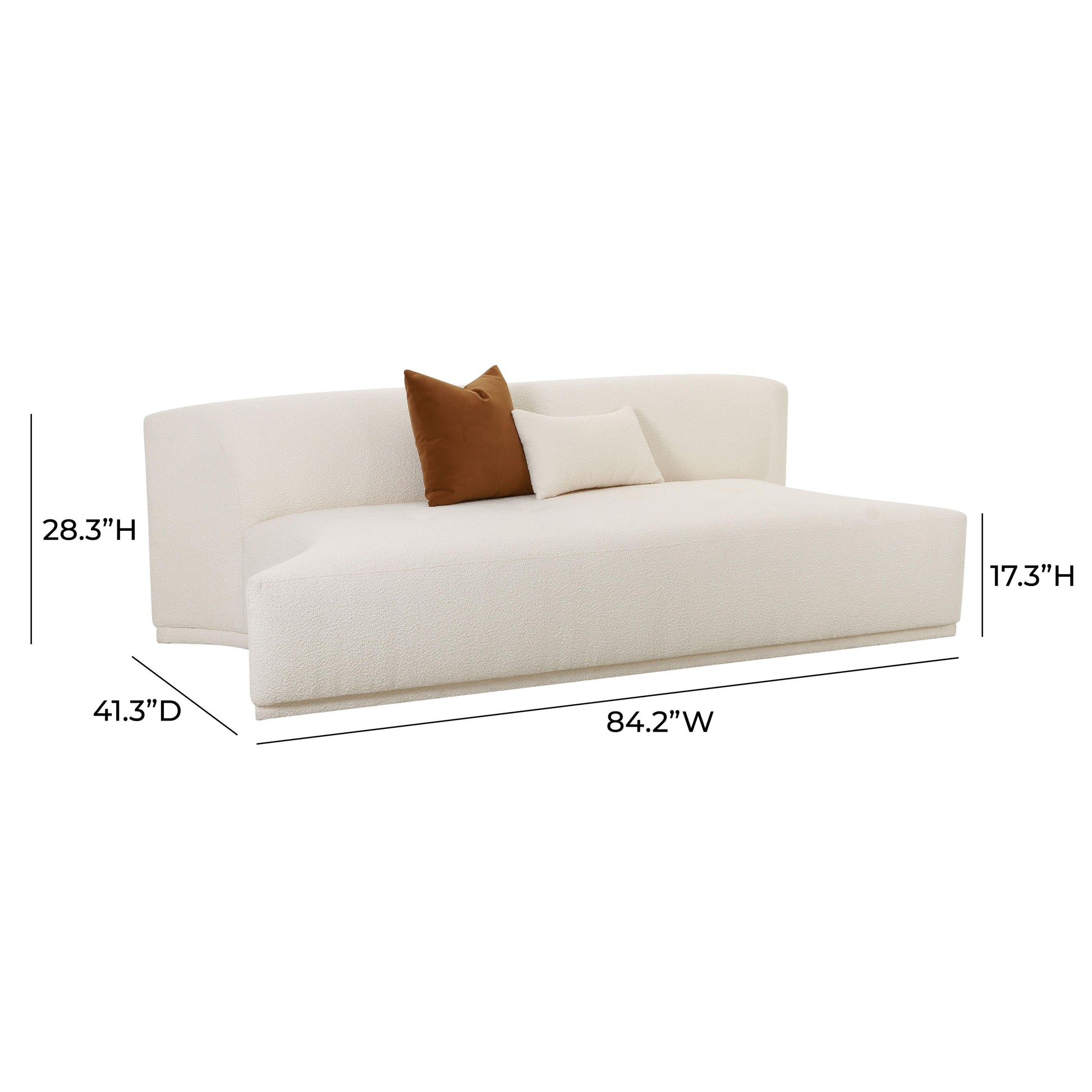 Fickle 84 Cream Boucle Modular Armless Loveseat by TOV L68670