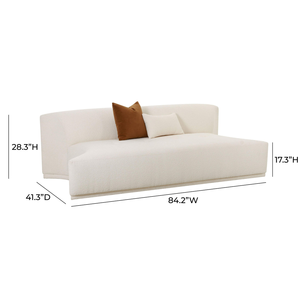 Fickle 84" Cream Performance Boucle Modular Armless Loveseat by TOV Furniture – photo 6 of 6