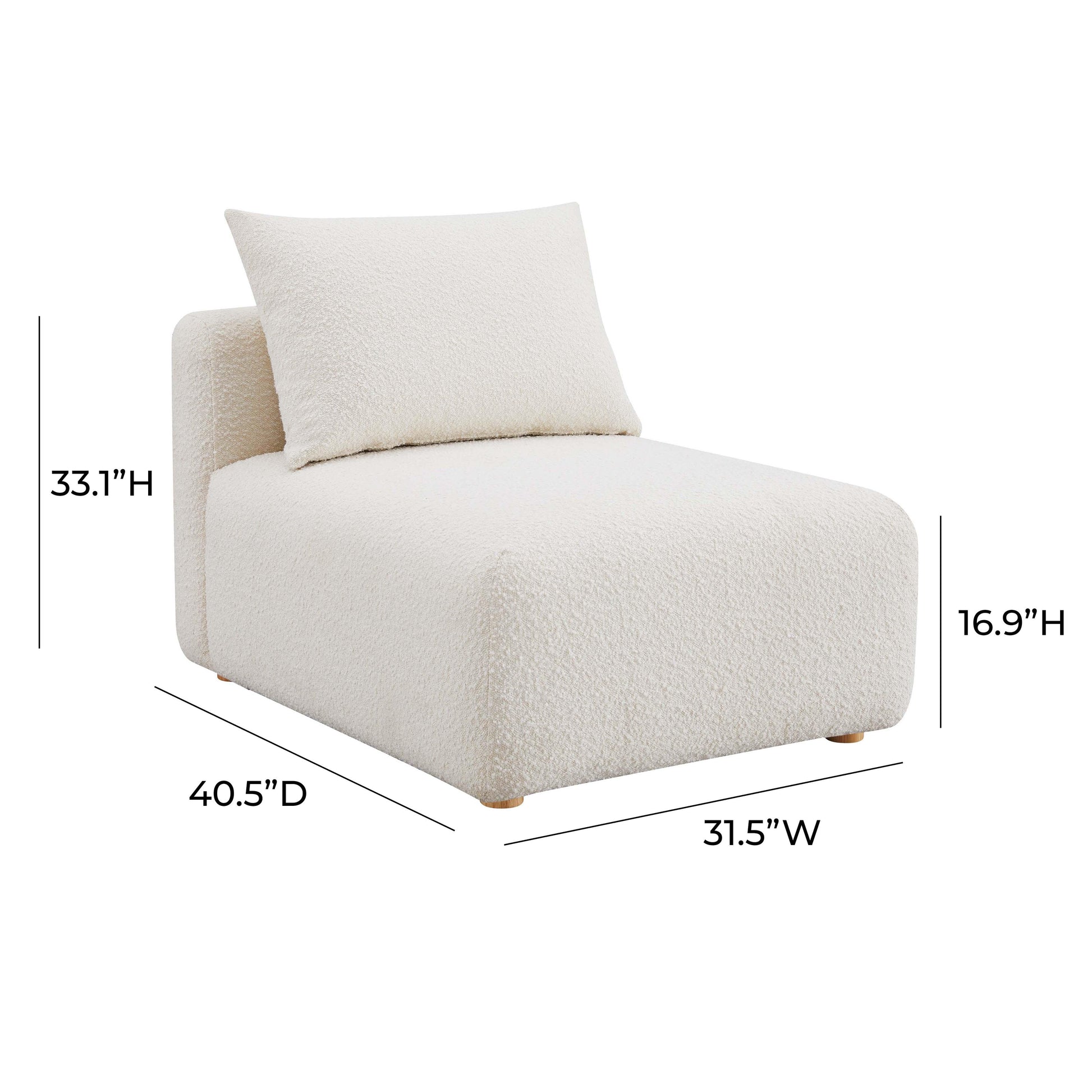 Hangover Cream Boucle Modular Armless Chair by TOV L68787 Ac