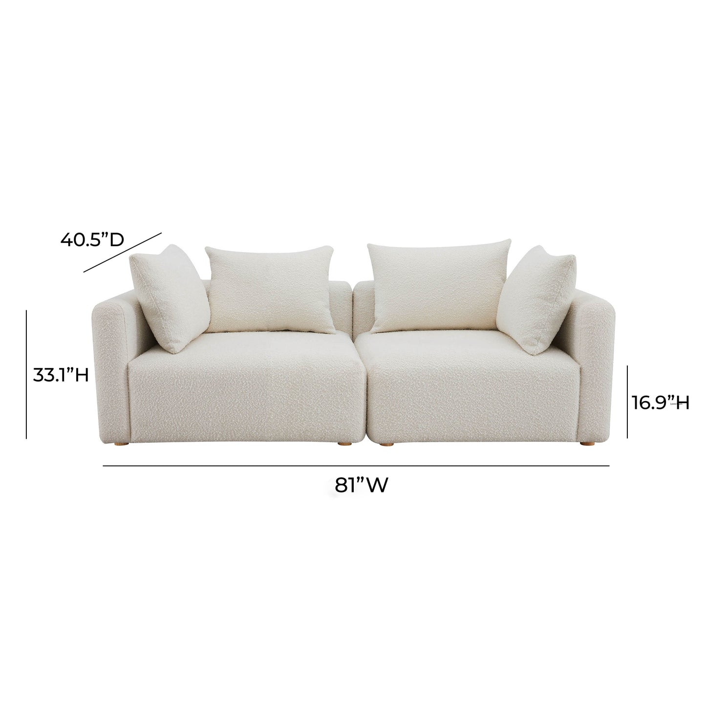 Hangover 81 Cream Boucle Loveseat by TOV L68787 Lo