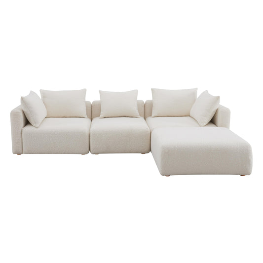 Hangover 4 Piece Cream Boucle Modular Sectional by TOV L68787 Sec