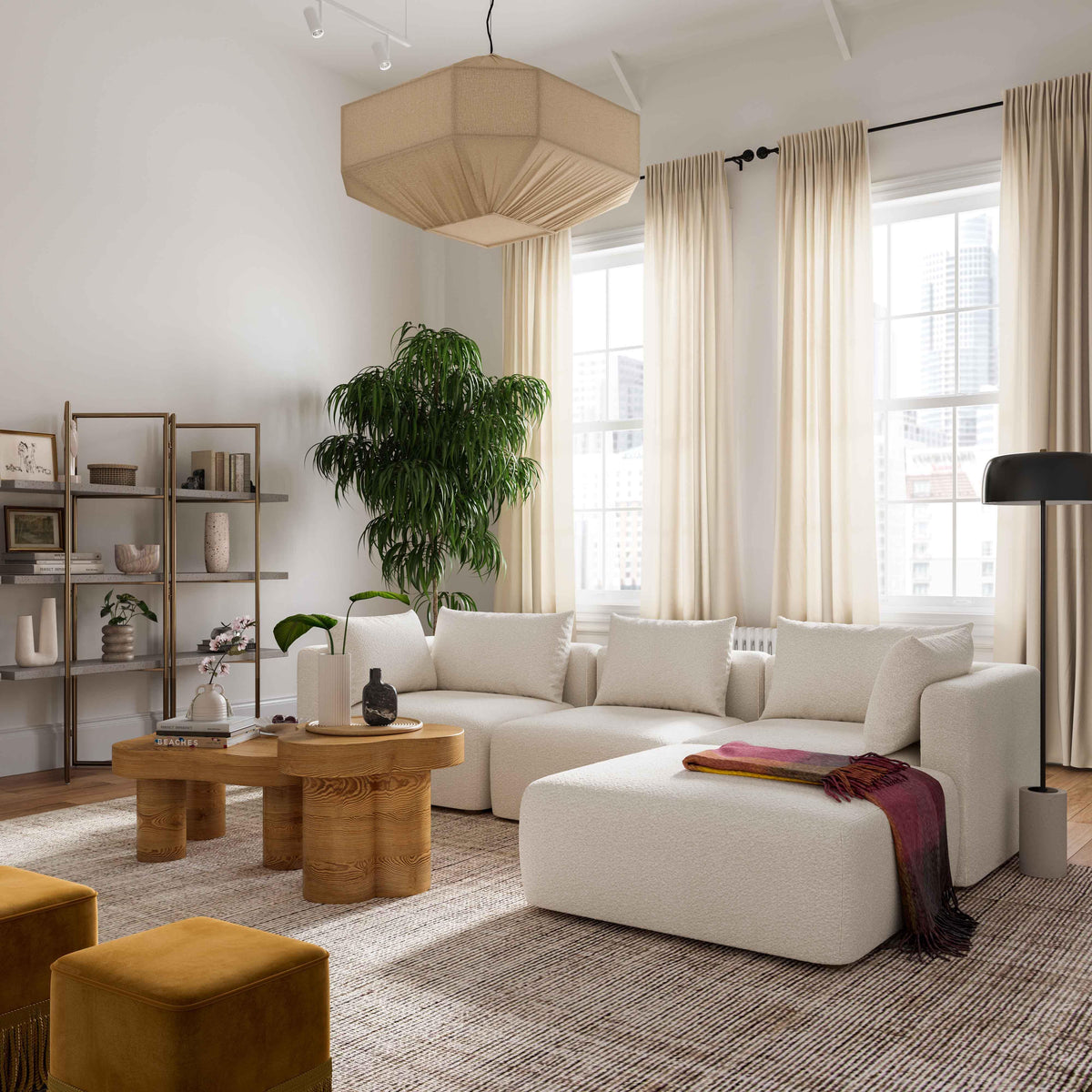 Hangover 4-Piece Cream Performance Boucle Modular Sectional by TOV Furniture – photo 2 of 5