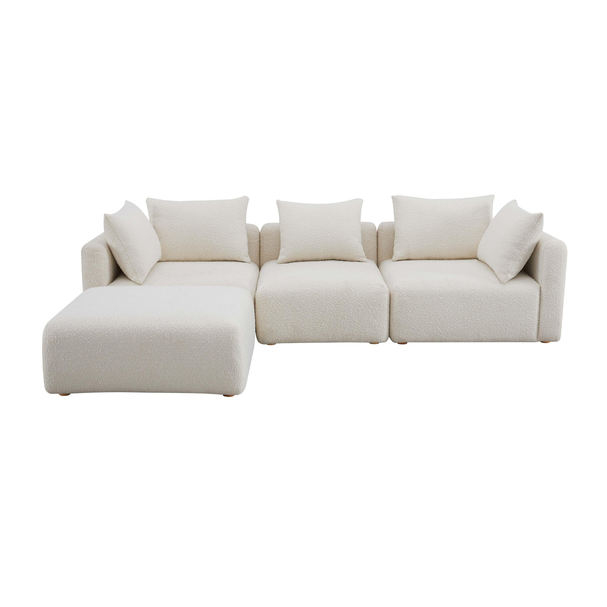 Hangover 4-Piece Cream Performance Boucle Modular Sectional by TOV Furniture – photo 3 of 5