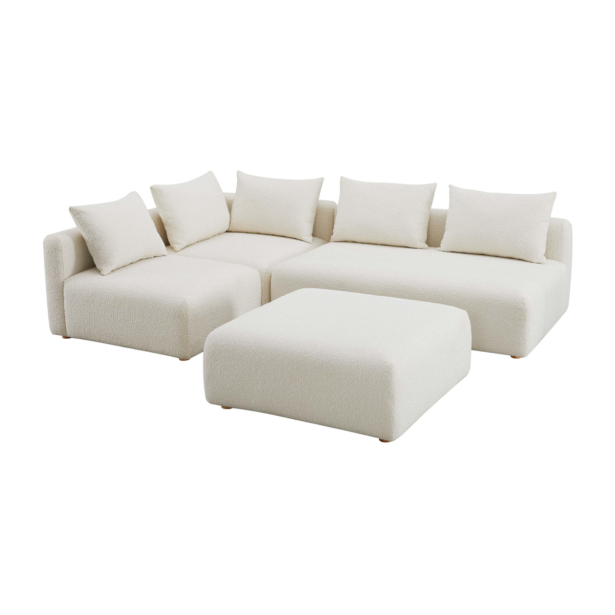 Hangover 4-Piece Cream Performance Boucle Modular Chaise Sectional by TOV Furniture – photo 1 of 6