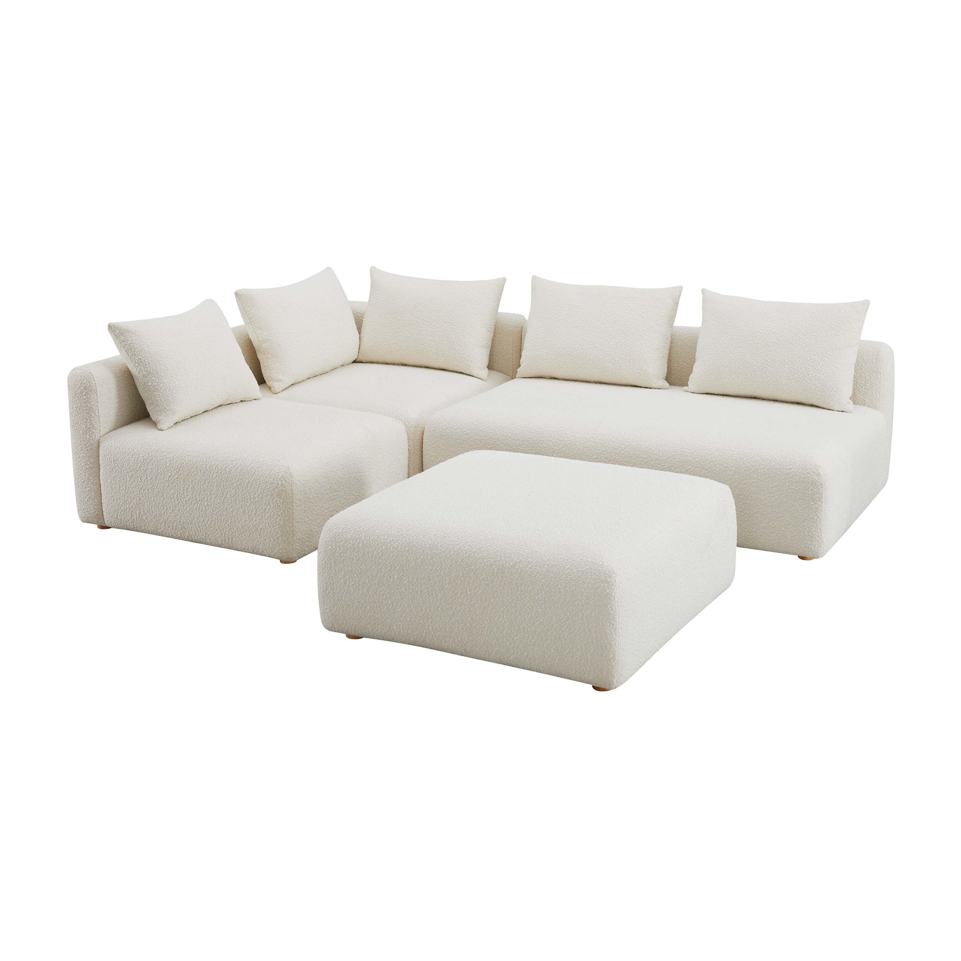Hangover 4 Piece Cream Boucle Modular Chaise Sectional by TOV L68787 Sec1