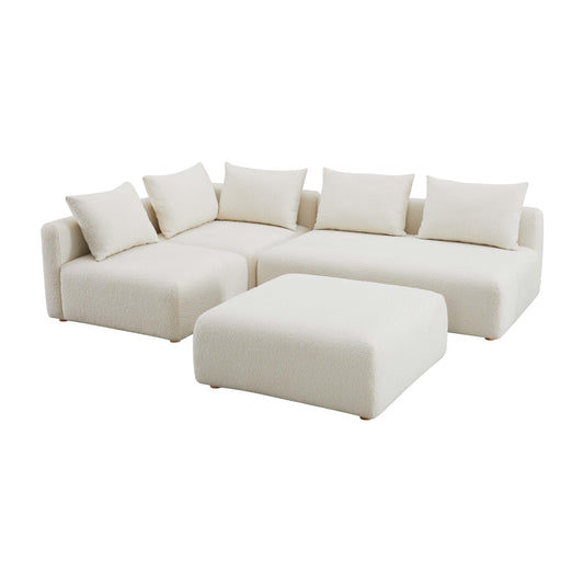 Hangover 4 Piece Cream Boucle Modular Chaise Sectional by TOV L68787 Sec1