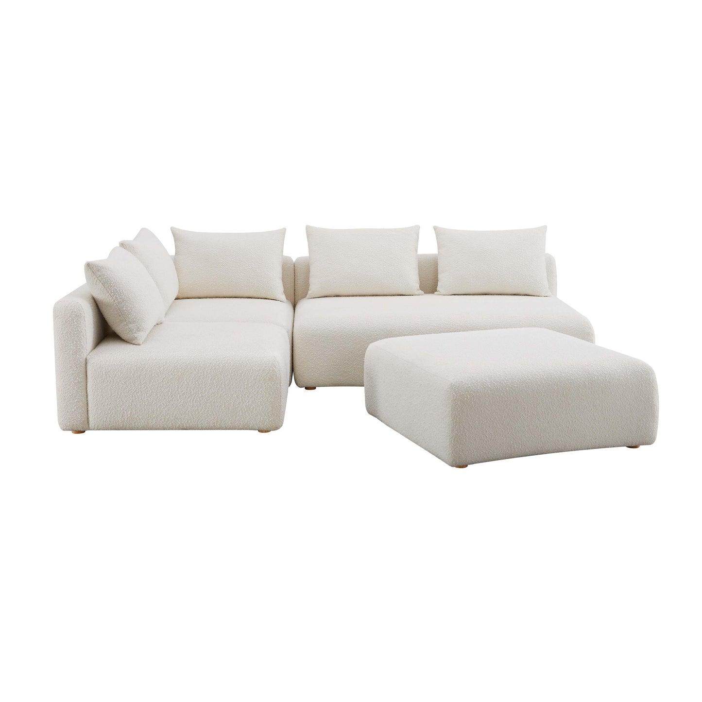 Hangover 4 Piece Cream Boucle Modular Chaise Sectional by TOV L68787 Sec1