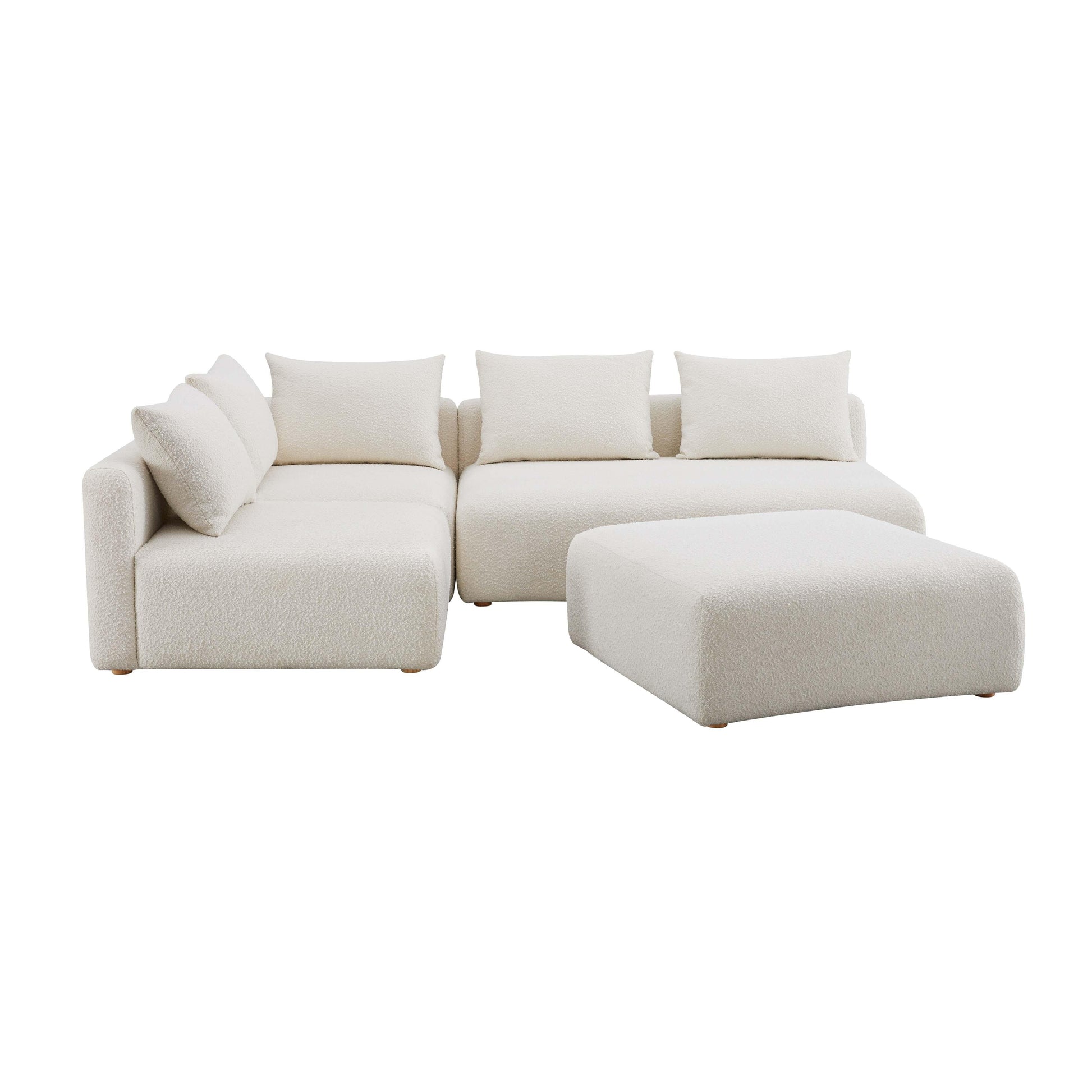 Hangover 4 Piece Cream Boucle Modular Chaise Sectional by TOV L68787 Sec1