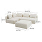 Hangover 4 Piece Cream Boucle Modular Chaise Sectional by TOV L68787 Sec1