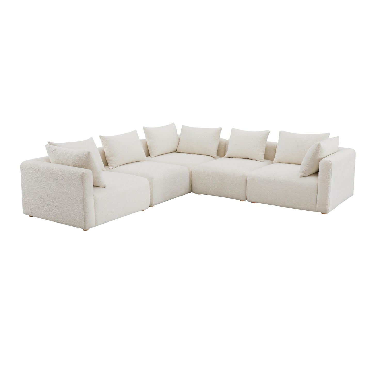 Hangover 5 Piece Cream Boucle Modular L Sectional by TOV L68787 Sec2