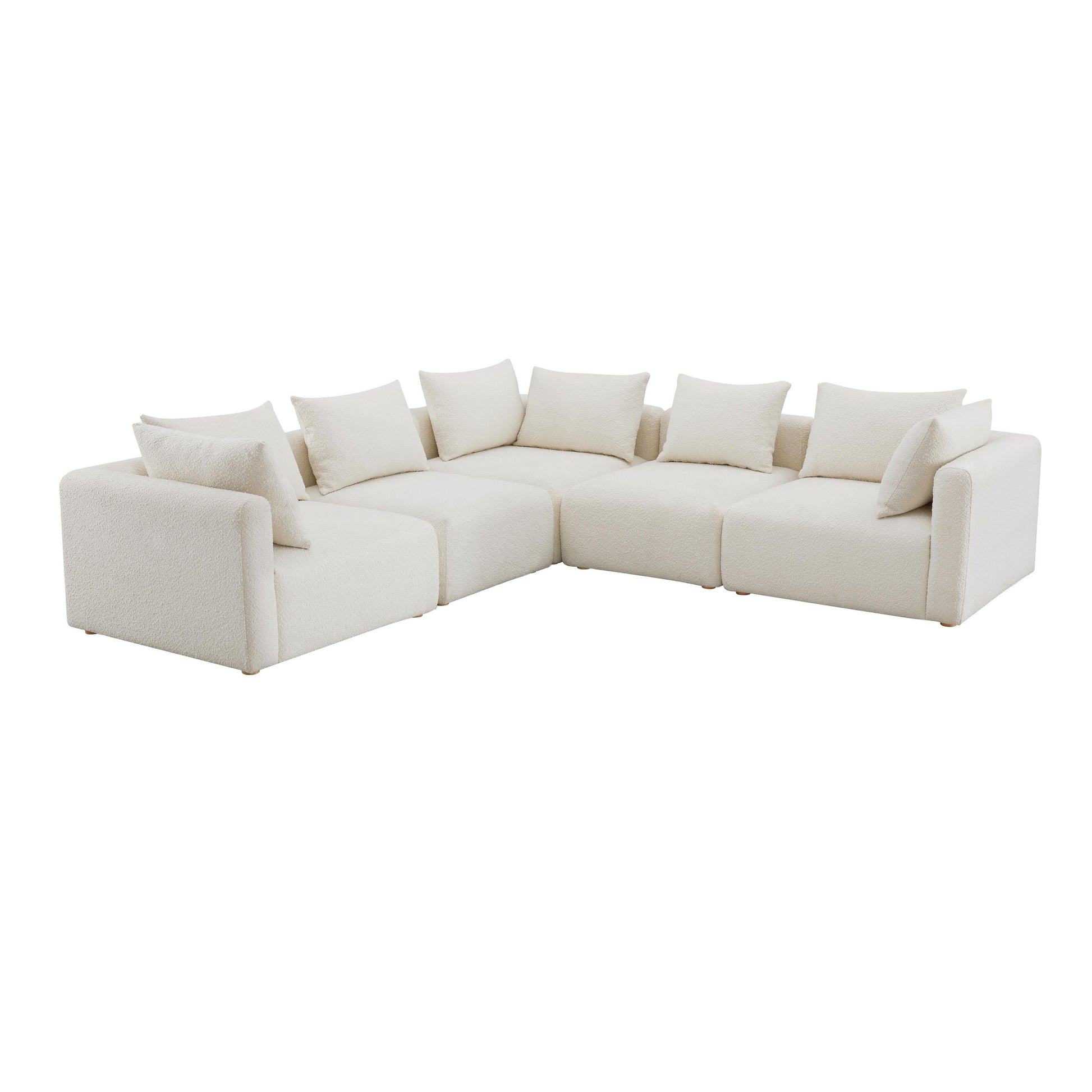 Hangover 5 Piece Cream Boucle Modular L Sectional by TOV L68787 Sec2
