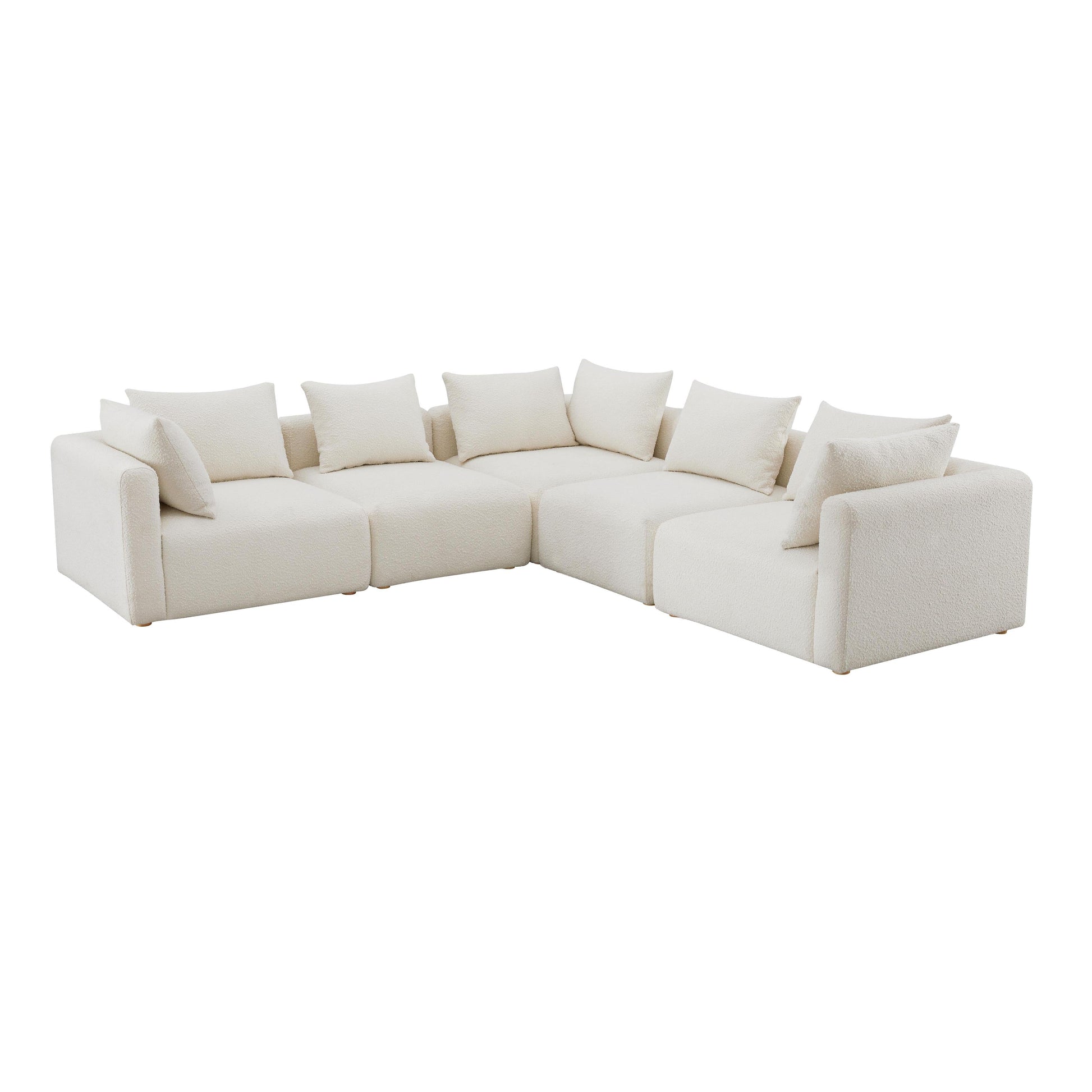 Hangover 5 Piece Cream Boucle Modular L Sectional by TOV L68787 Sec2