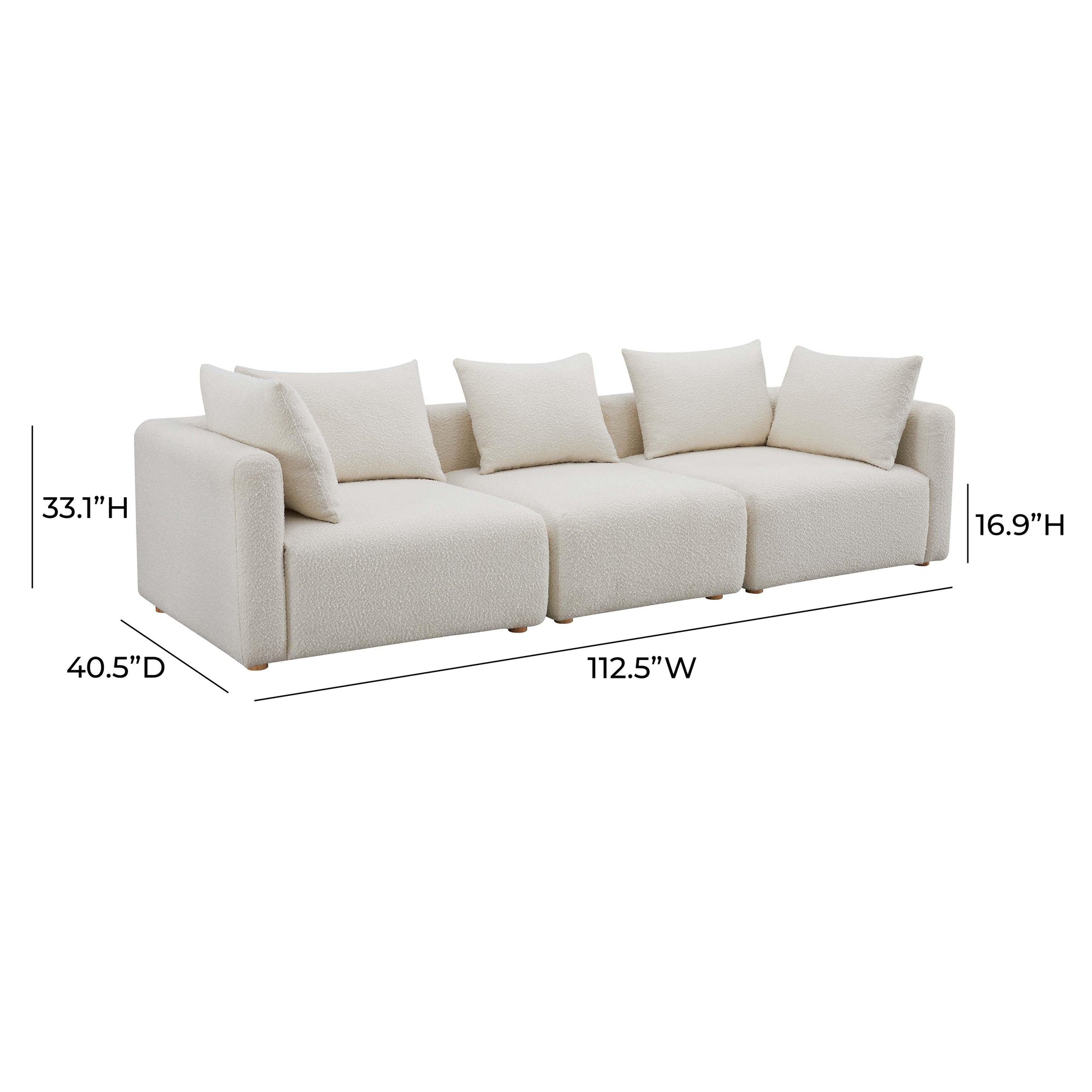 Hangover 112 5 Cream Boucle Sofa by TOV L68787 So